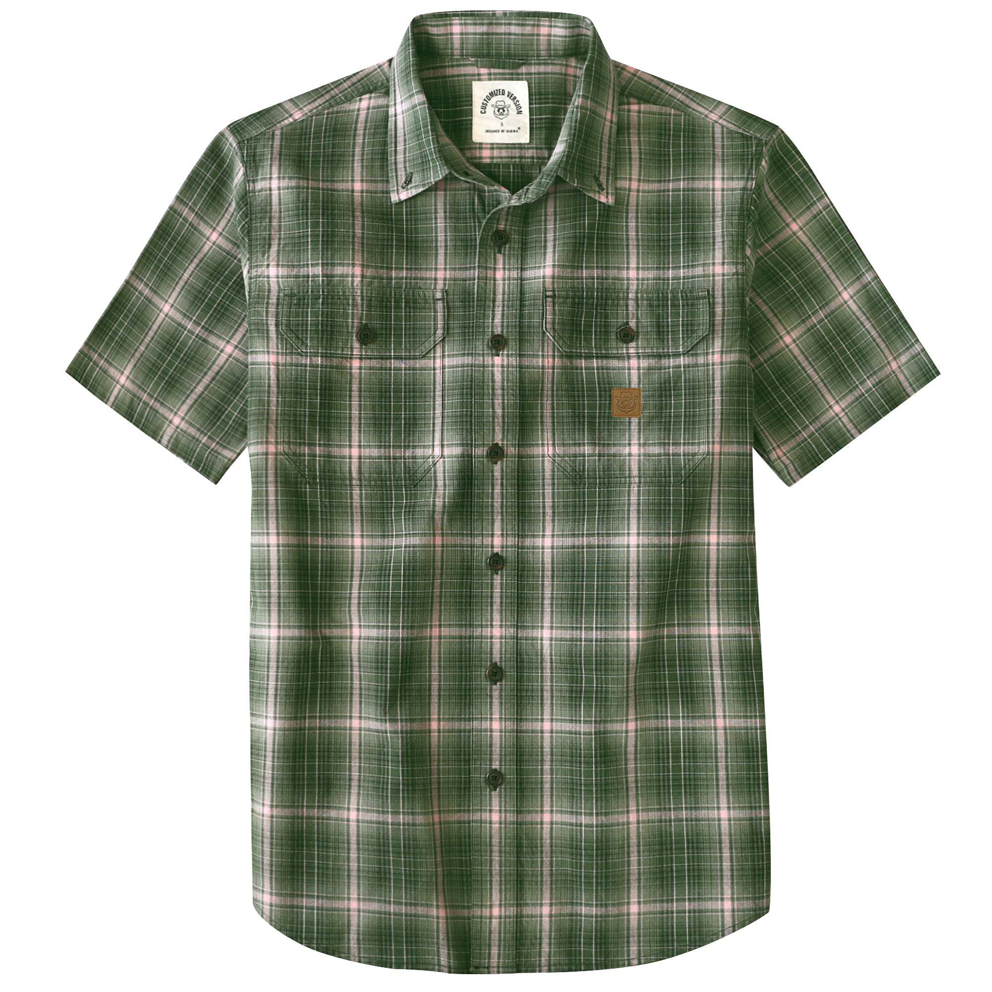 Dubinik? Men’s Short Sleeve Button-Down Shirt, Double Pockets, Casual Workwear Plaid#10177