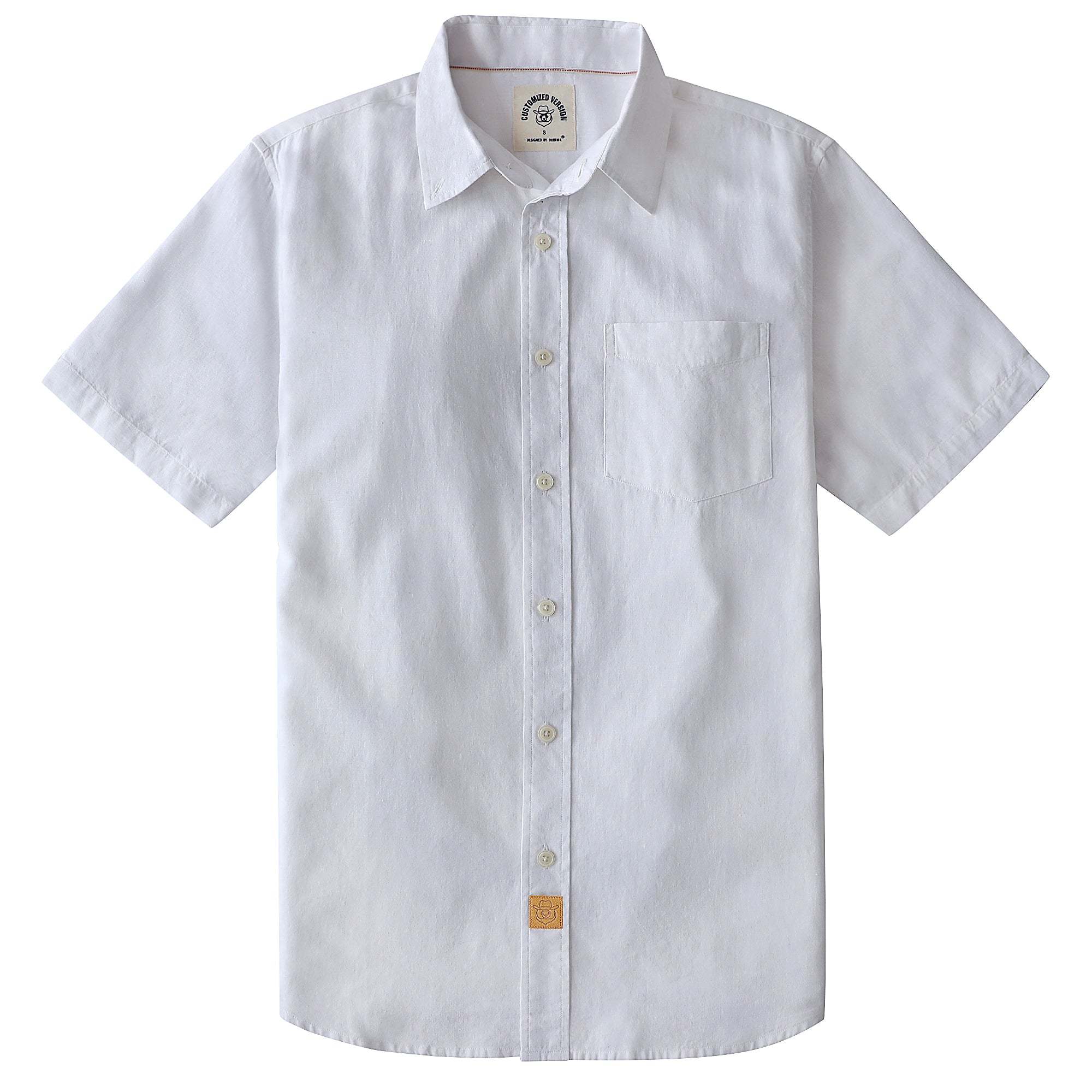 Dubinik? Pure White Mens Short Sleeve Button Down Shirts 100% Cotton Plaid Men's Casual Button-Down Shirts with Pocket#0108