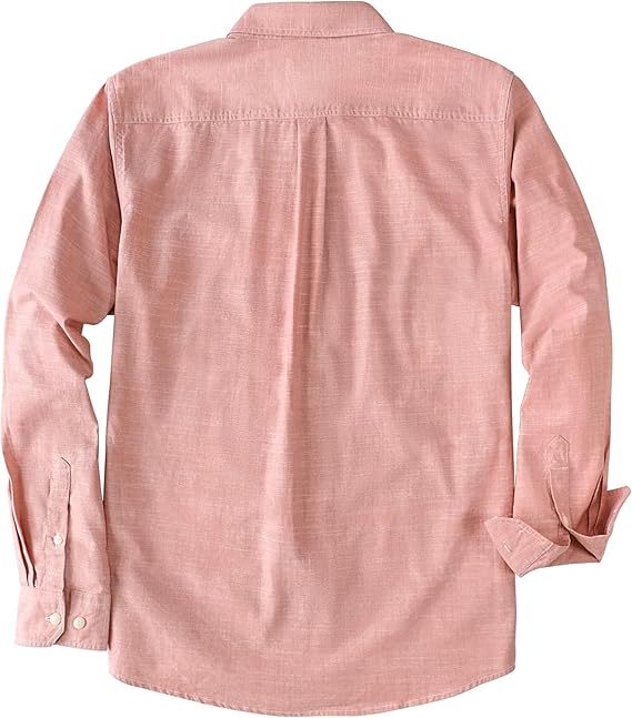 Dubinik? 5.5oz Pink Chambray Long Sleeve Button-Front Closure Pocket Cotton Workshirt#58002