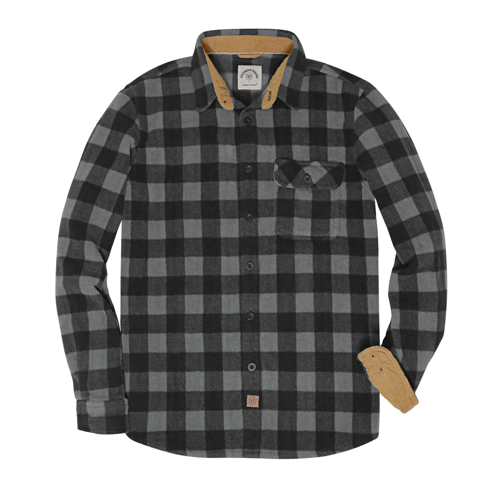 Mens Long Sleeve Fleece Shirt Casual Button Down Light-in-weight Shirt #1813