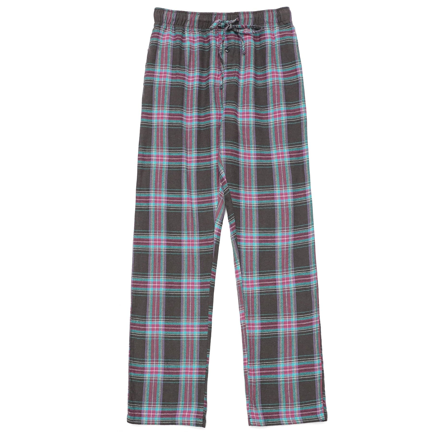 Cotton Flannel Pajama Plaid Sleep & Lounge Pants, PJ Bottoms With Pockets And Button Fly #3004