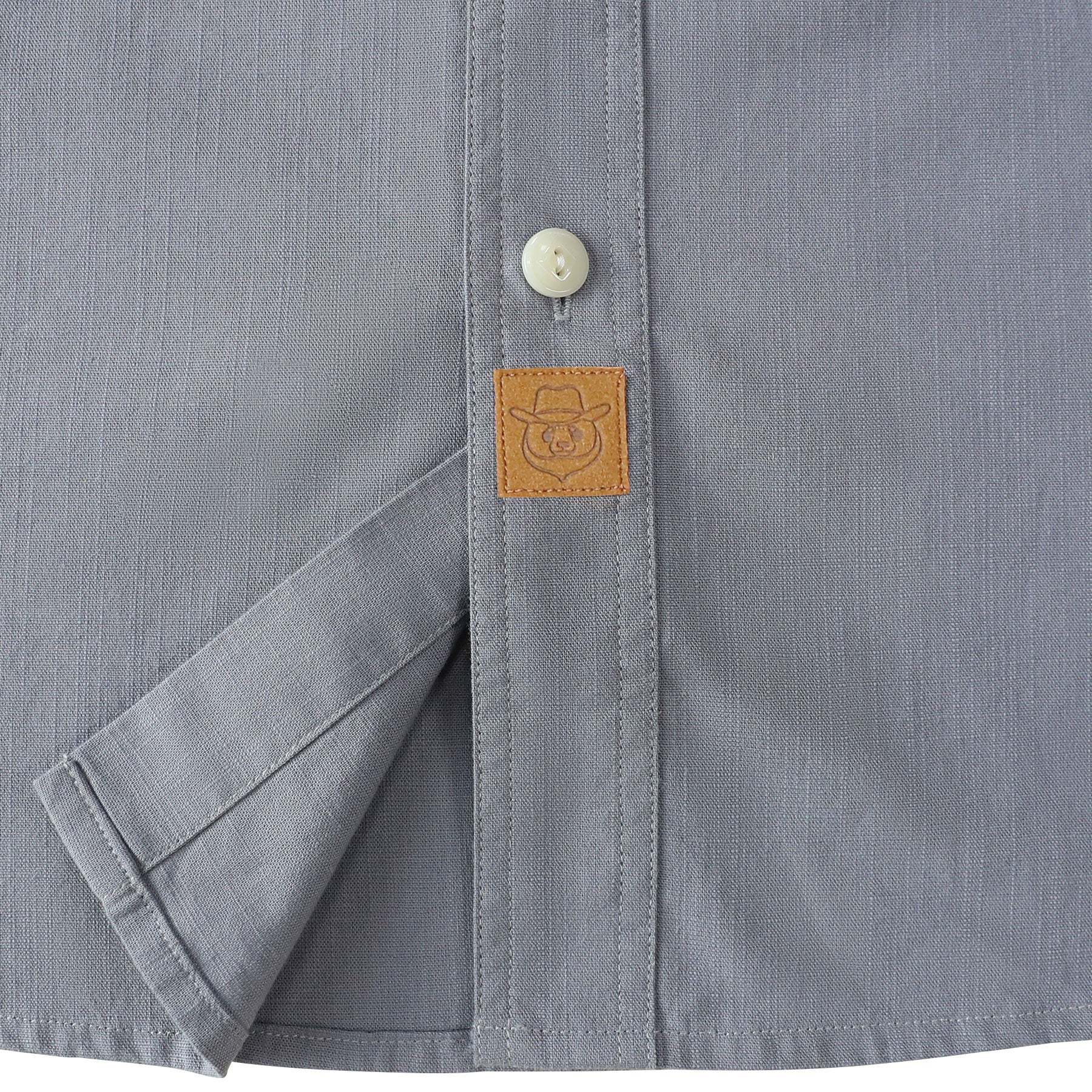 Dubinik? Gray Solid Mens Short Sleeve Button Down Casual Cotton Regular Fit Lightweight Pocket Chambray Mens Button Down Short Sleeve#0057006