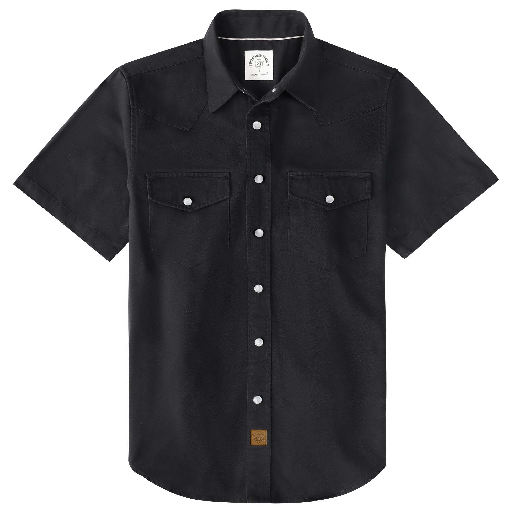 Dubinik? Men's Heavyweight Pure Cotton Classic Pearl Snap Button Western Workwear Short-Sleeved Shirt#10512