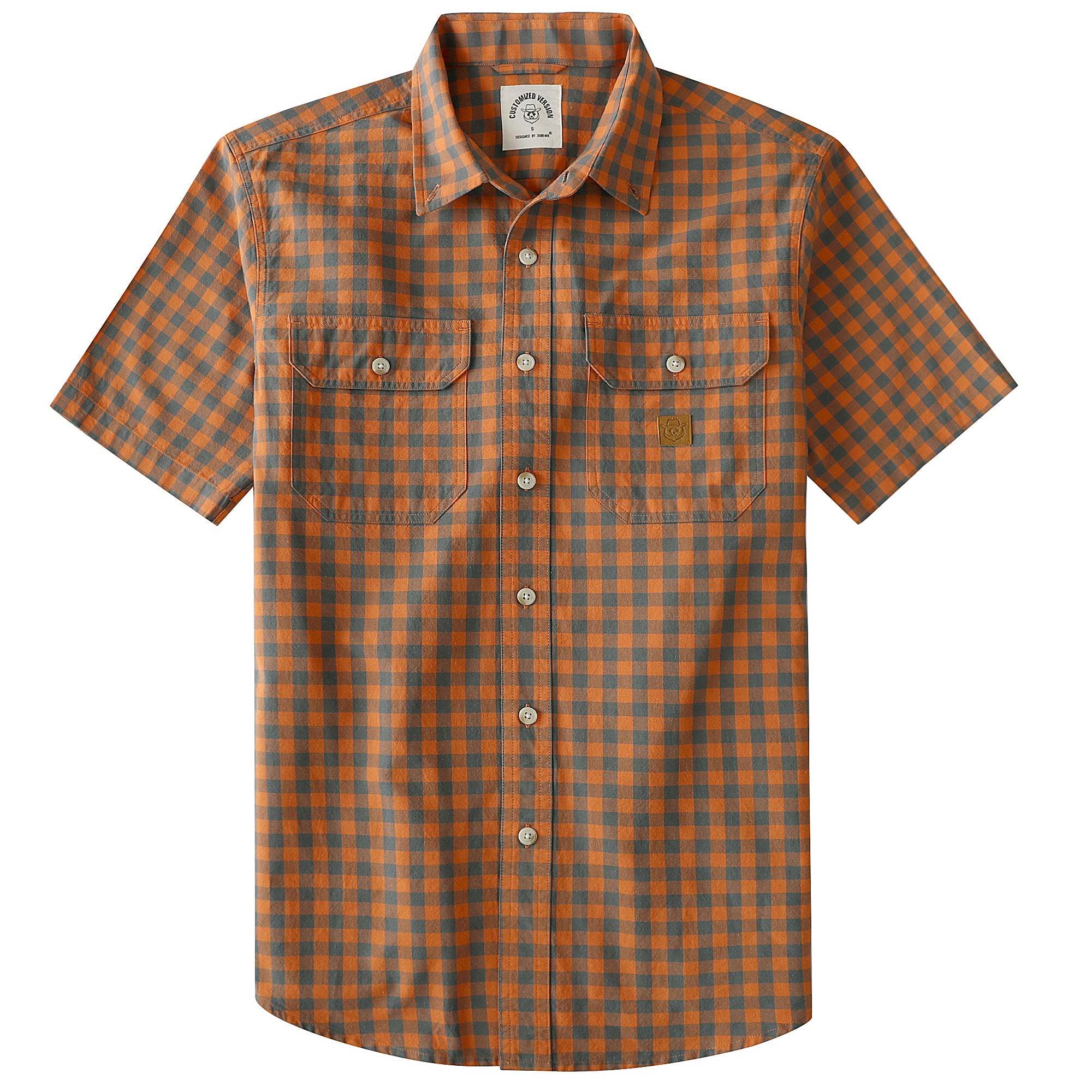 Dubinik? Men’s Short Sleeve Button-Down Shirt, Double Pockets, Casual Workwear Plaid#101716