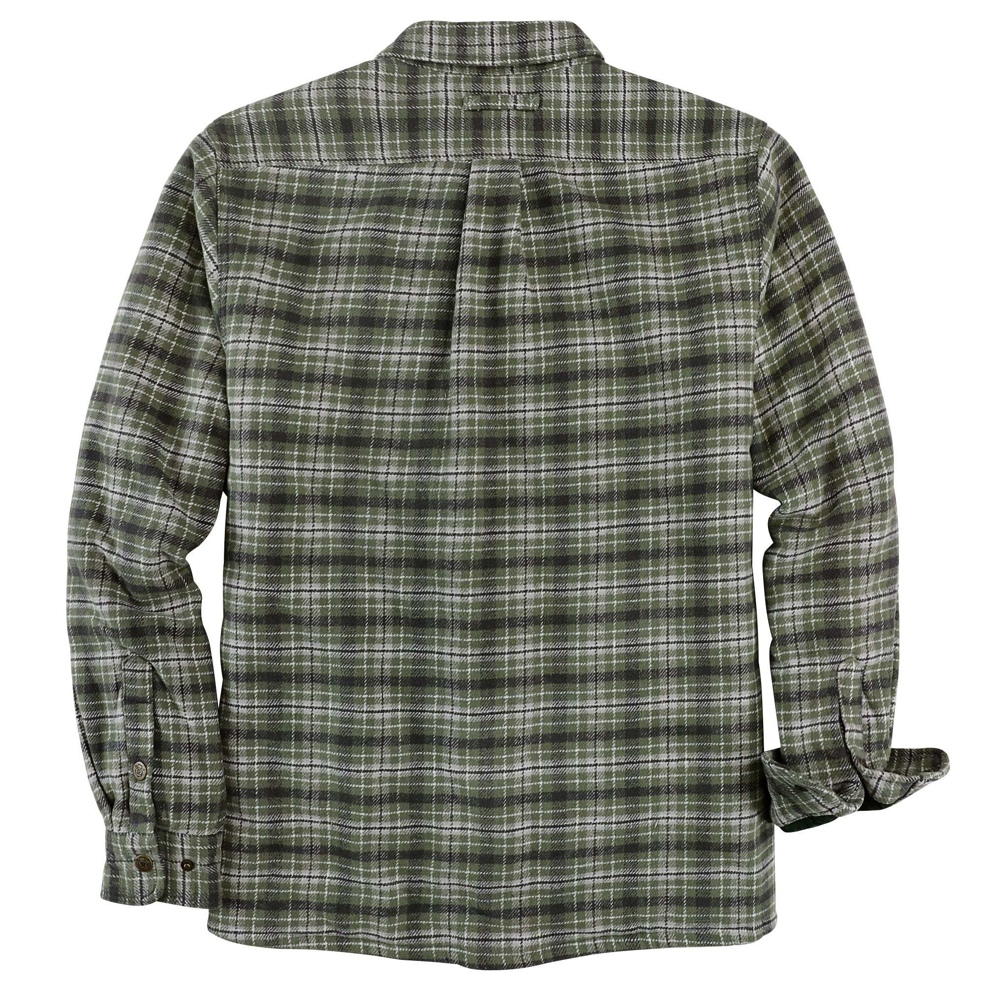 Dubinik? 10.8oz Men’s Overshirt Shacket – Cozy Warm-Lined Green Plaid Flannel, Lightweight Casual Button-Down Long Sleeve Jacket #0181008