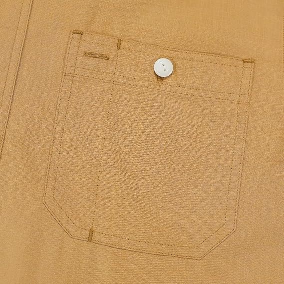 Dubinik? 5.5oz Leaf Orange Chambray Long Sleeve Button-Front Closure Pocket Cotton Workshirt#58001