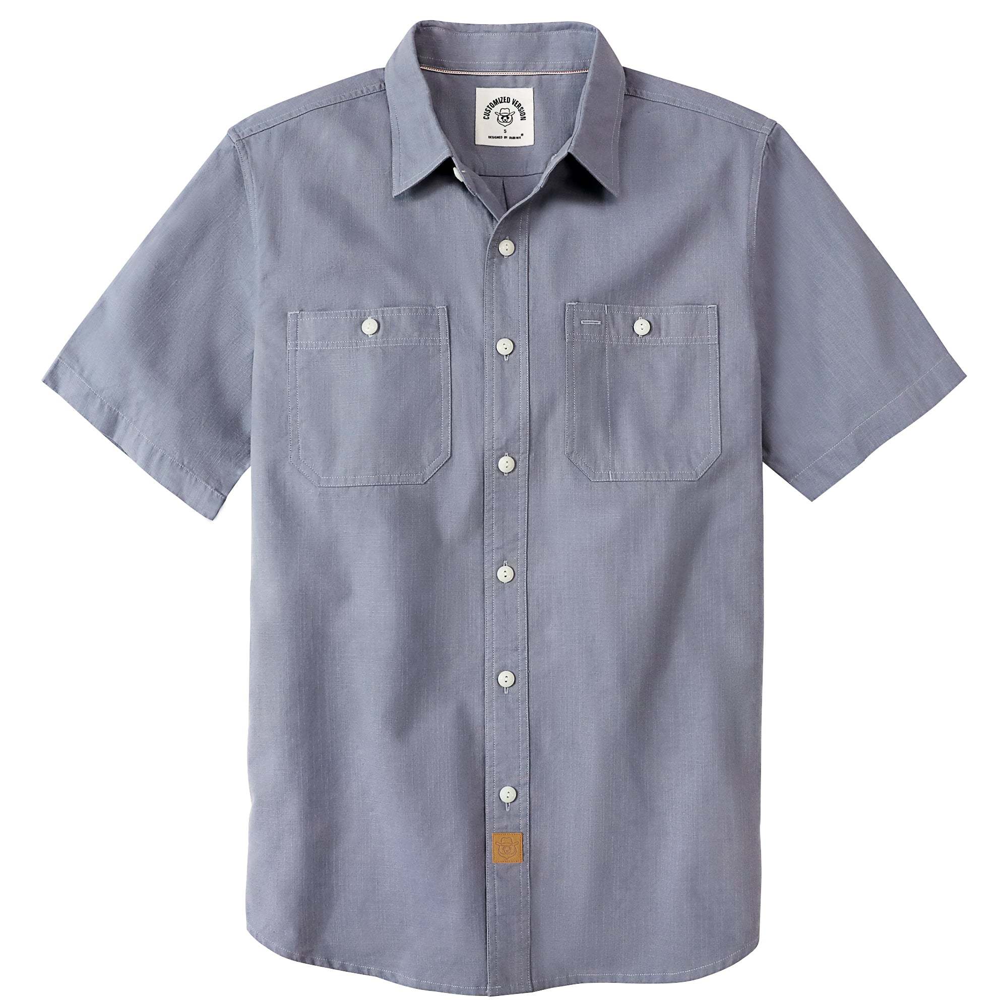 Dubinik? Gray Solid Mens Short Sleeve Button Down Casual Cotton Regular Fit Lightweight Pocket Chambray Mens Button Down Short Sleeve#0057006