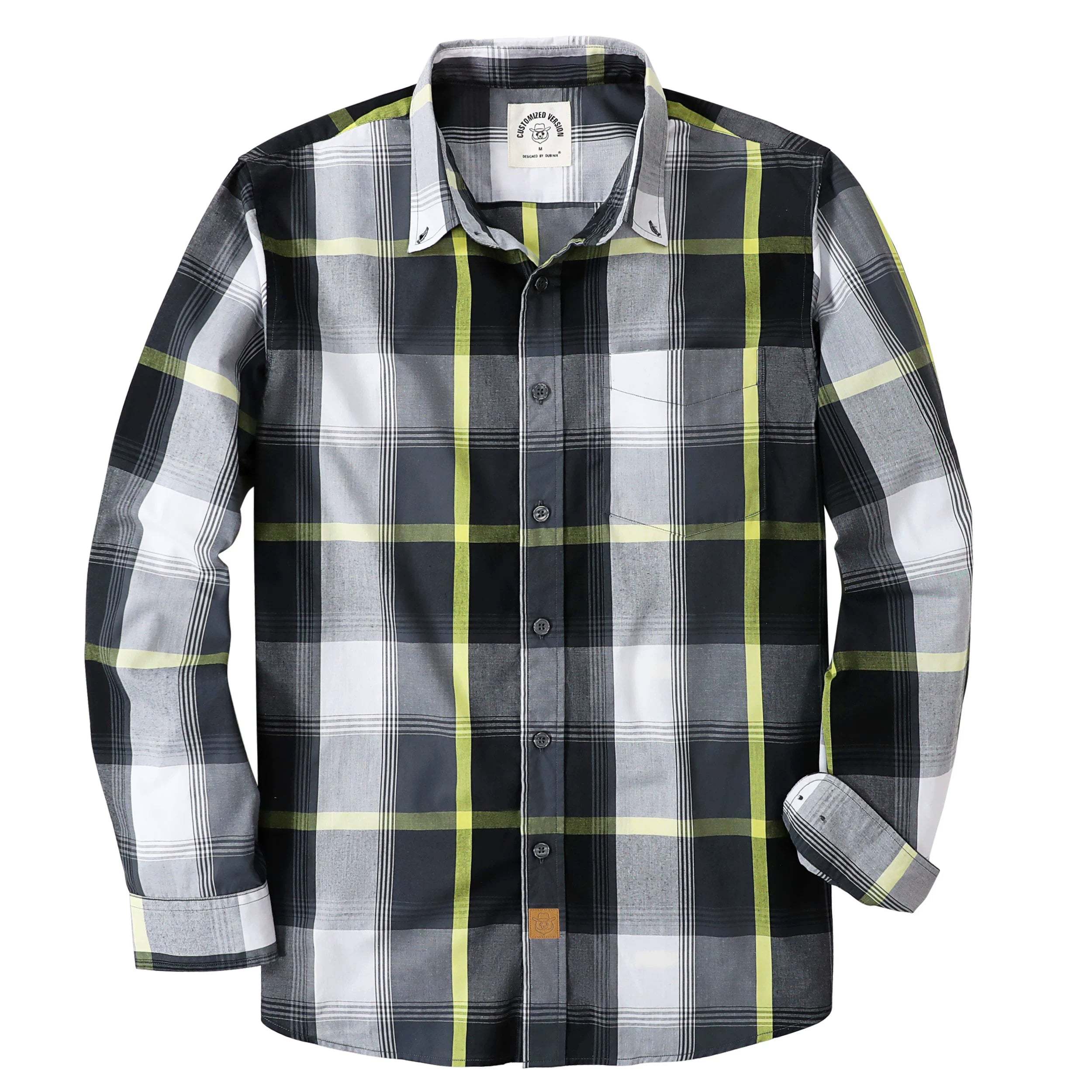 Dubinik? 3.2oz Mens Long Sleeve Casual Button Down Vintage Plaid Shirts#52017