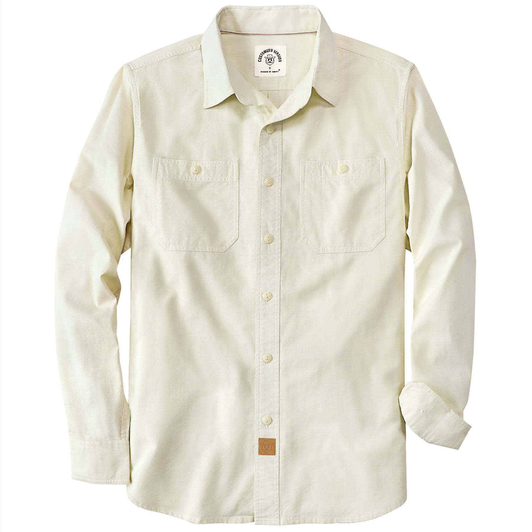 Dubinik? 5.5oz Beige Chambray Long Sleeve Button-Front Closure Pocket Cotton Workshirt#58007