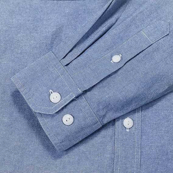Dubinik? 5.5oz Light Blue Chambray Long Sleeve Button-Front Closure Pocket Cotton Workshirt#58009