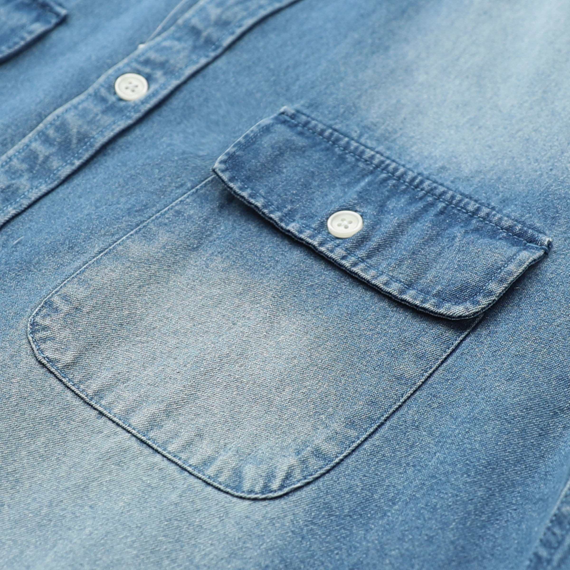 8.8oz Men's cotton long sleeve denim shirt #4502