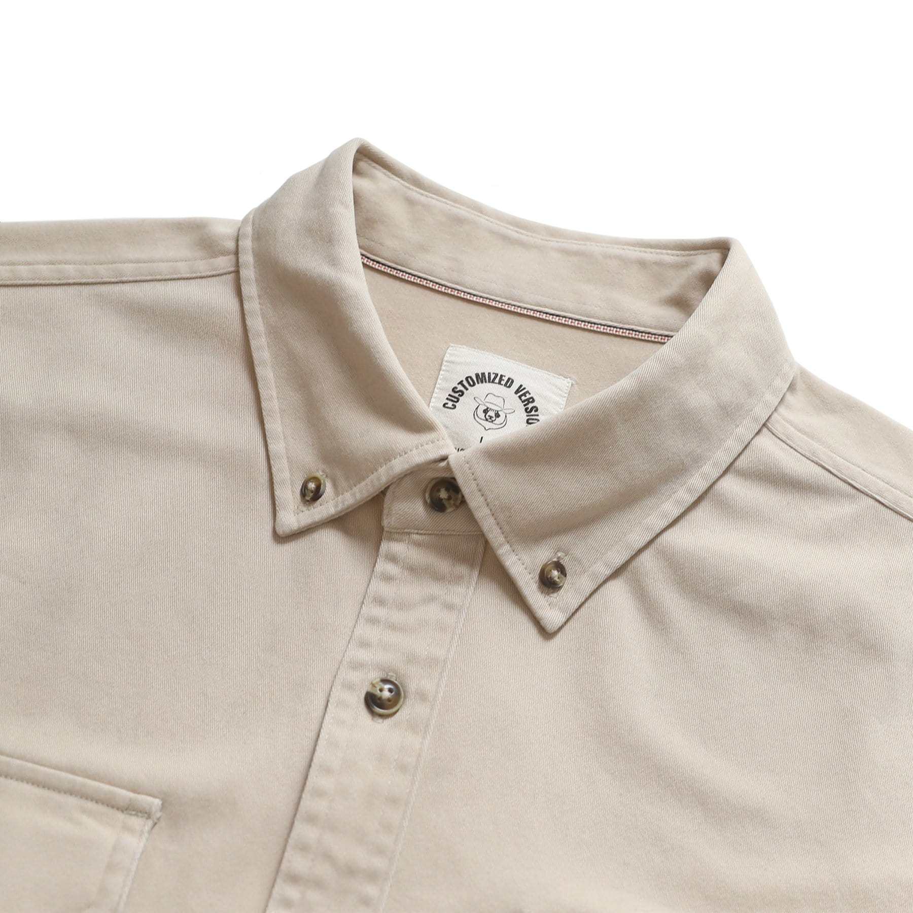 8oz Men's Khaki Solid 100% cotton outdoor casual workwear pocket vintage shirt #1501