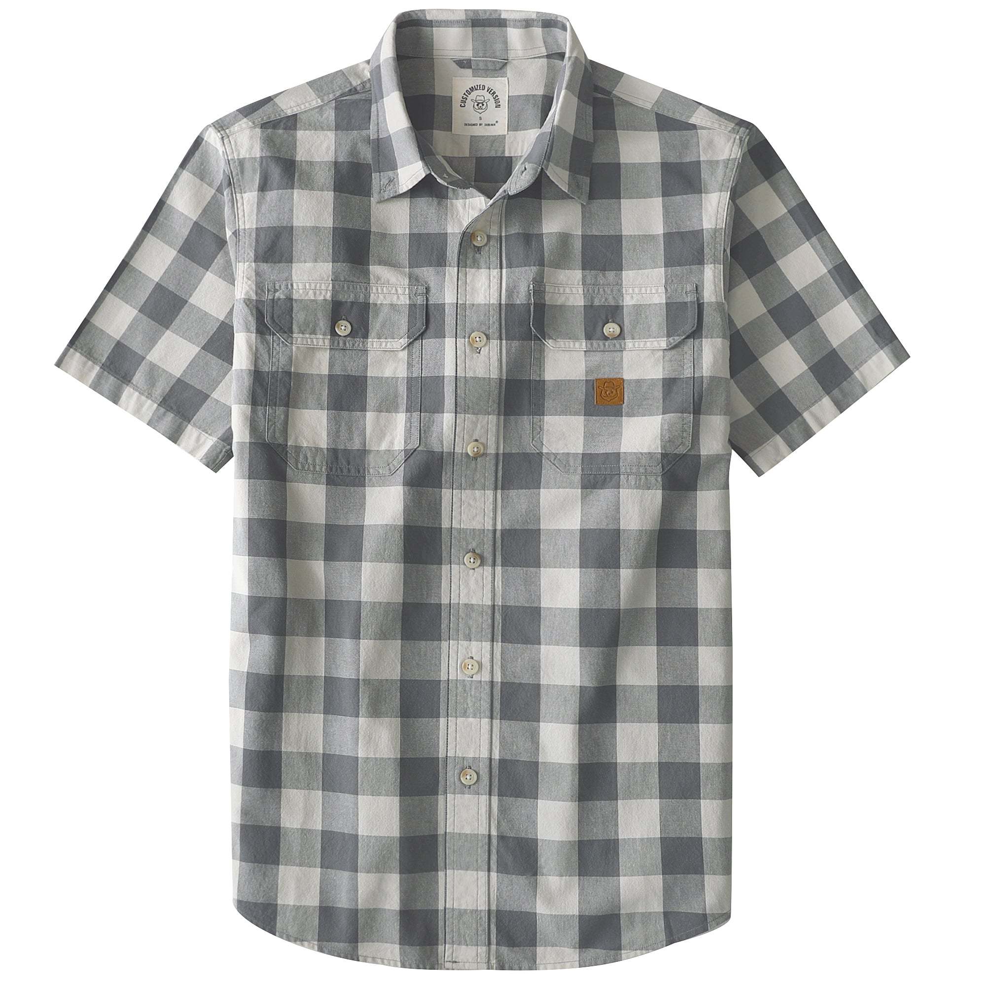 Dubinik? Men’s Short Sleeve Button-Down Shirt, Double Pockets, Casual Workwear Plaid#101715