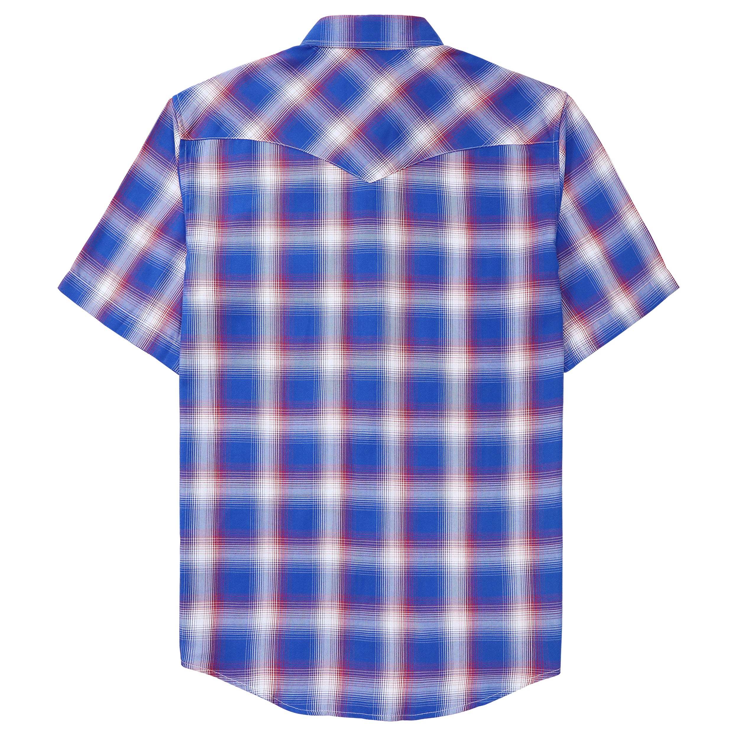 Dubinik?Bamboo Fiber Mens Shirts Short Sleeve Plaid Shirt Men Western Cowboy Pearl Snap Vintage Casual Plaid Shirt #2902