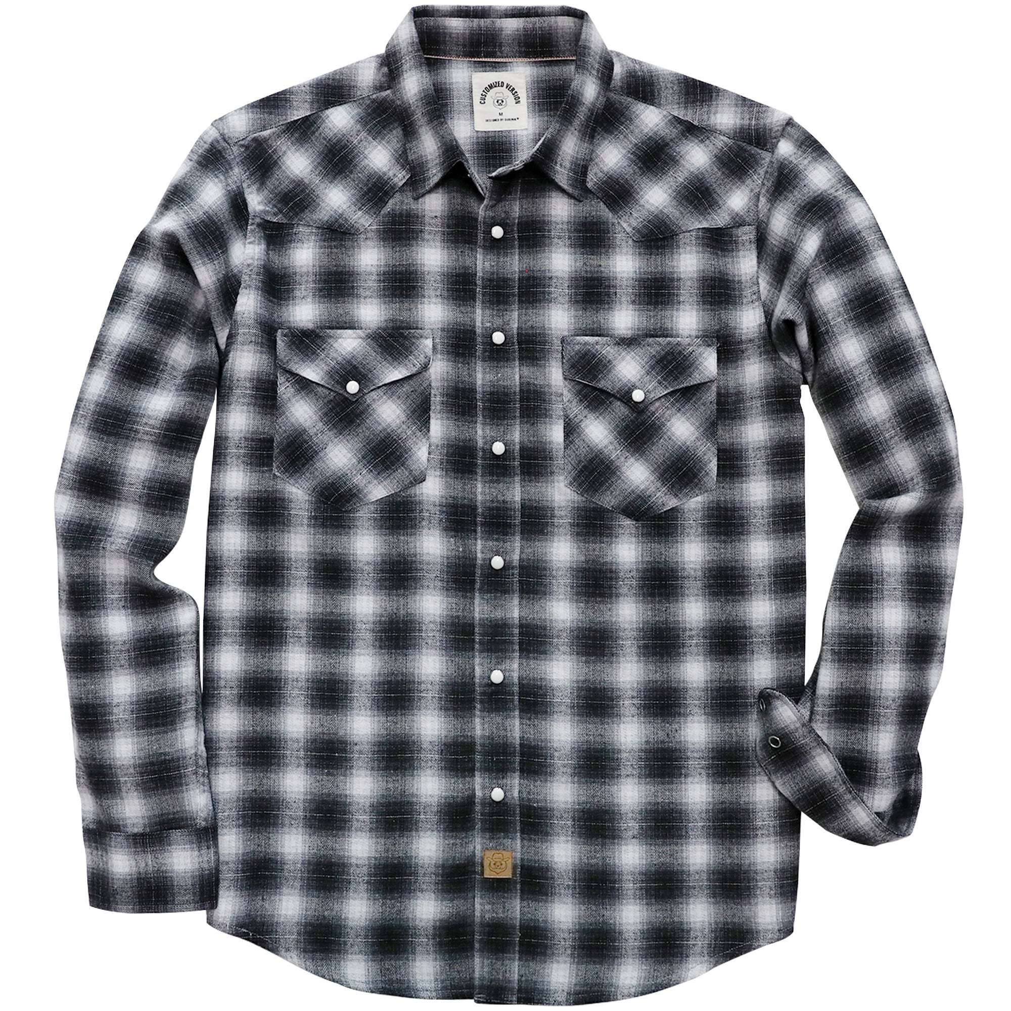 6oz Mens Flannel Long Sleeve Pearl Snap Buttons Western Cowboy Vintage Casual Shirts #2819
