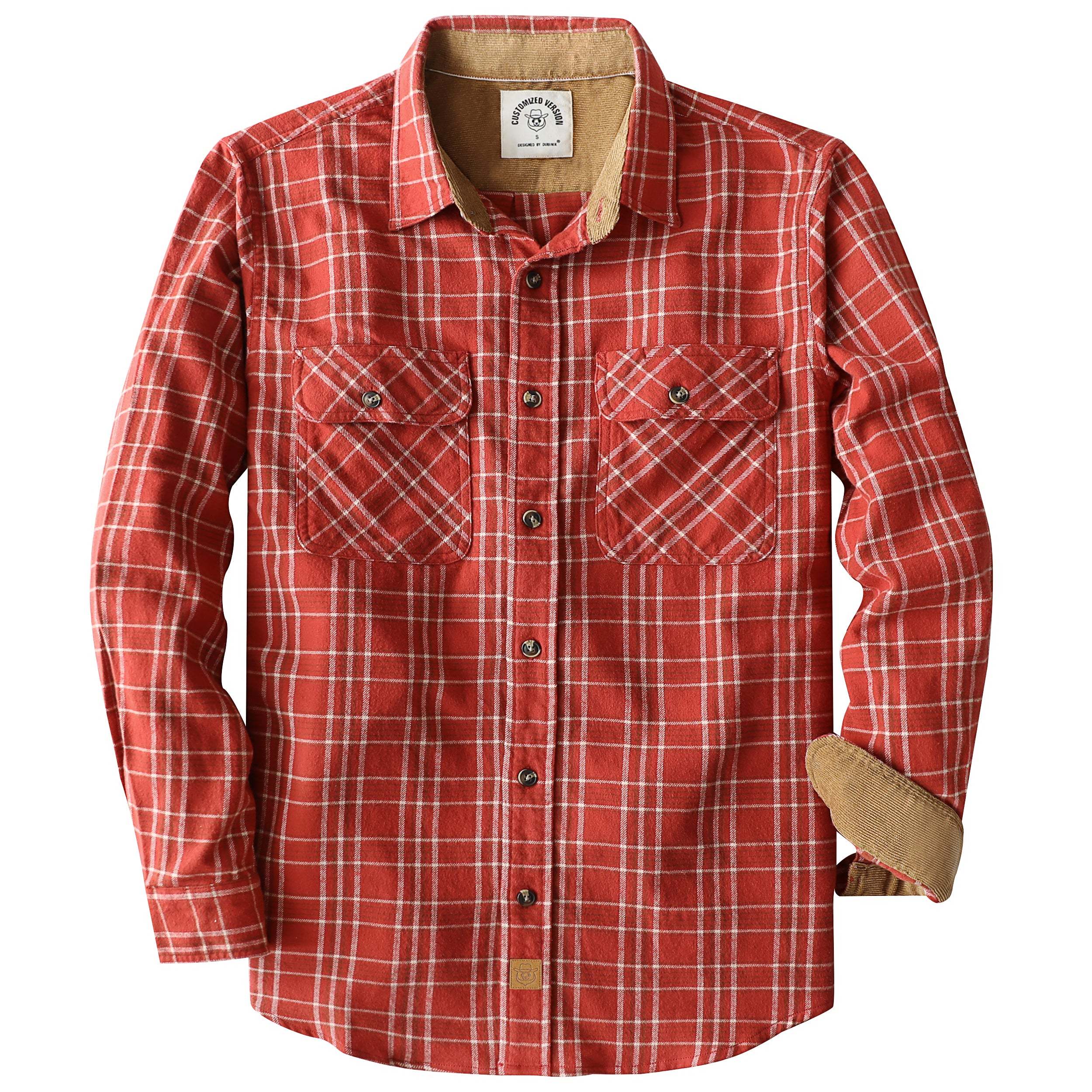 Dubinik? 6oz Mens Flannel Shirt Long Sleeve Button Down Plaid All Cotton Soft Brushed Flannel Shirt For Men Utility Casual Shirt #0030004