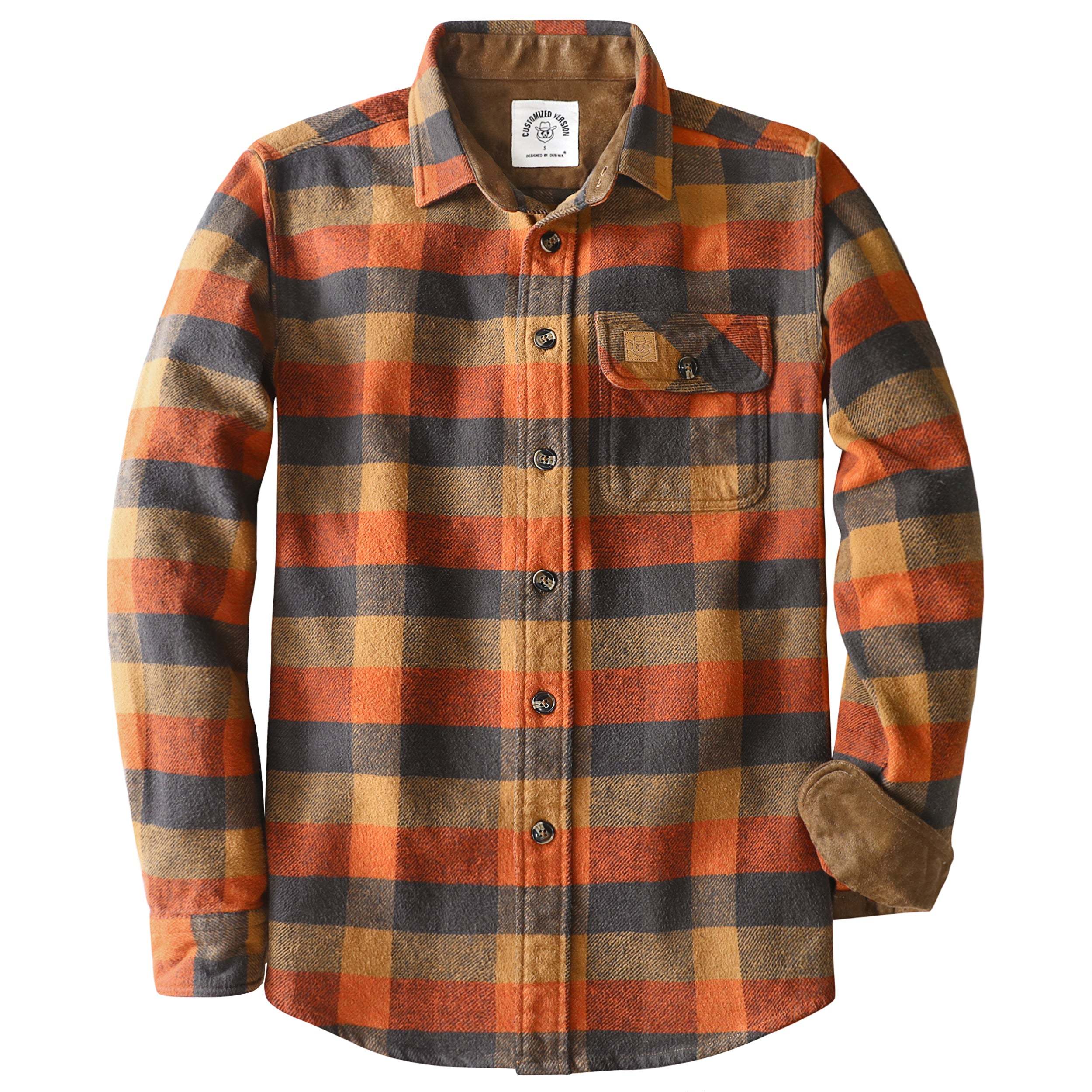 Dubinik? 10.8oz Ultra Heavyweight Flannel Shirt for Men Long Sleeve Casual Button Down Soft Pure Cotton Plaid Warm Suede Cuffs#0082011