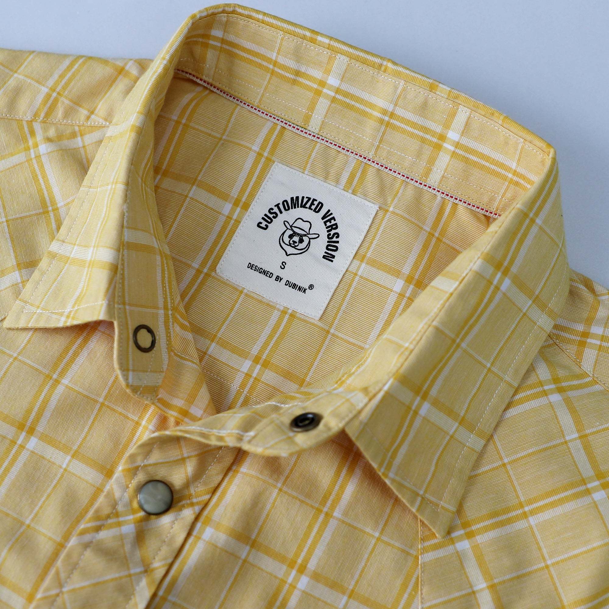 Dubinik? Men's Pearl Snap Sawtooth Pocket Western Plaid Shirt Short Sleeve#47011
