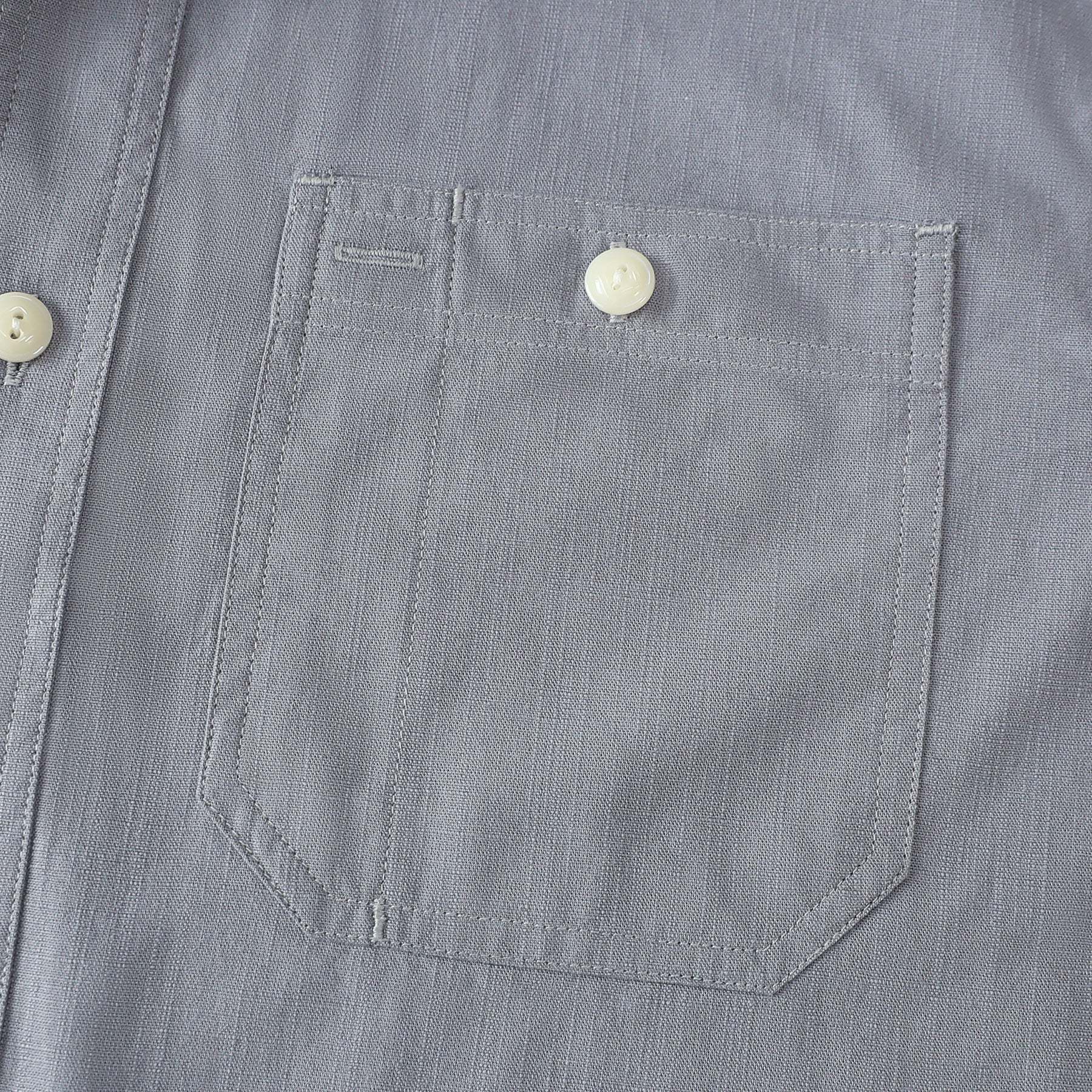 Dubinik? Gray Solid Mens Short Sleeve Button Down Casual Cotton Regular Fit Lightweight Pocket Chambray Mens Button Down Short Sleeve#0057006
