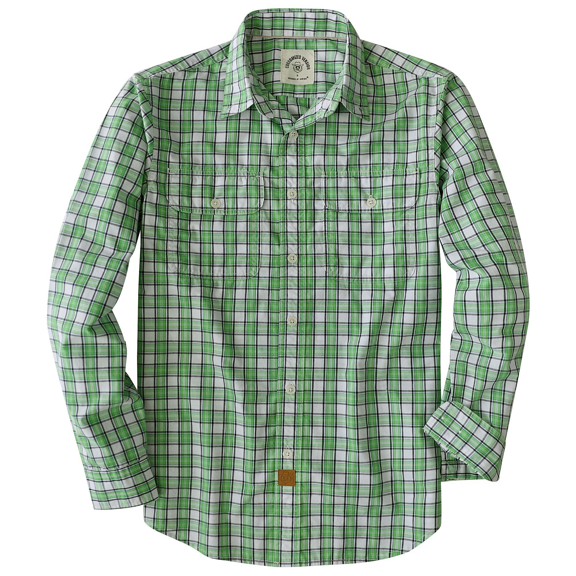 Dubinik? 4.1oz Mens Long Sleeve Button Down Green Shirts Casual Plaid Shirt with Practical Double Pockets Comfortable and Soft#0050008