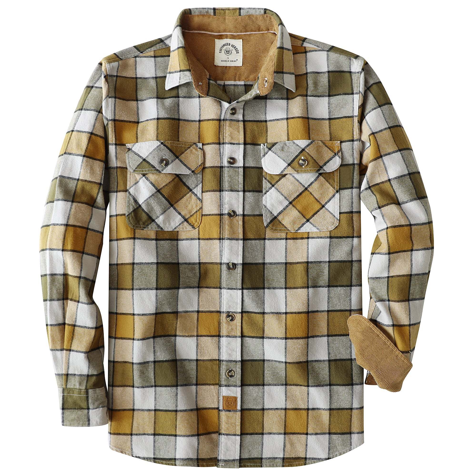 Dubinik? 6oz Mens Flannel Shirt Long Sleeve Button Down Plaid All Cotton Soft Brushed Flannel Shirt For Men Utility Casual Shirt #0030001