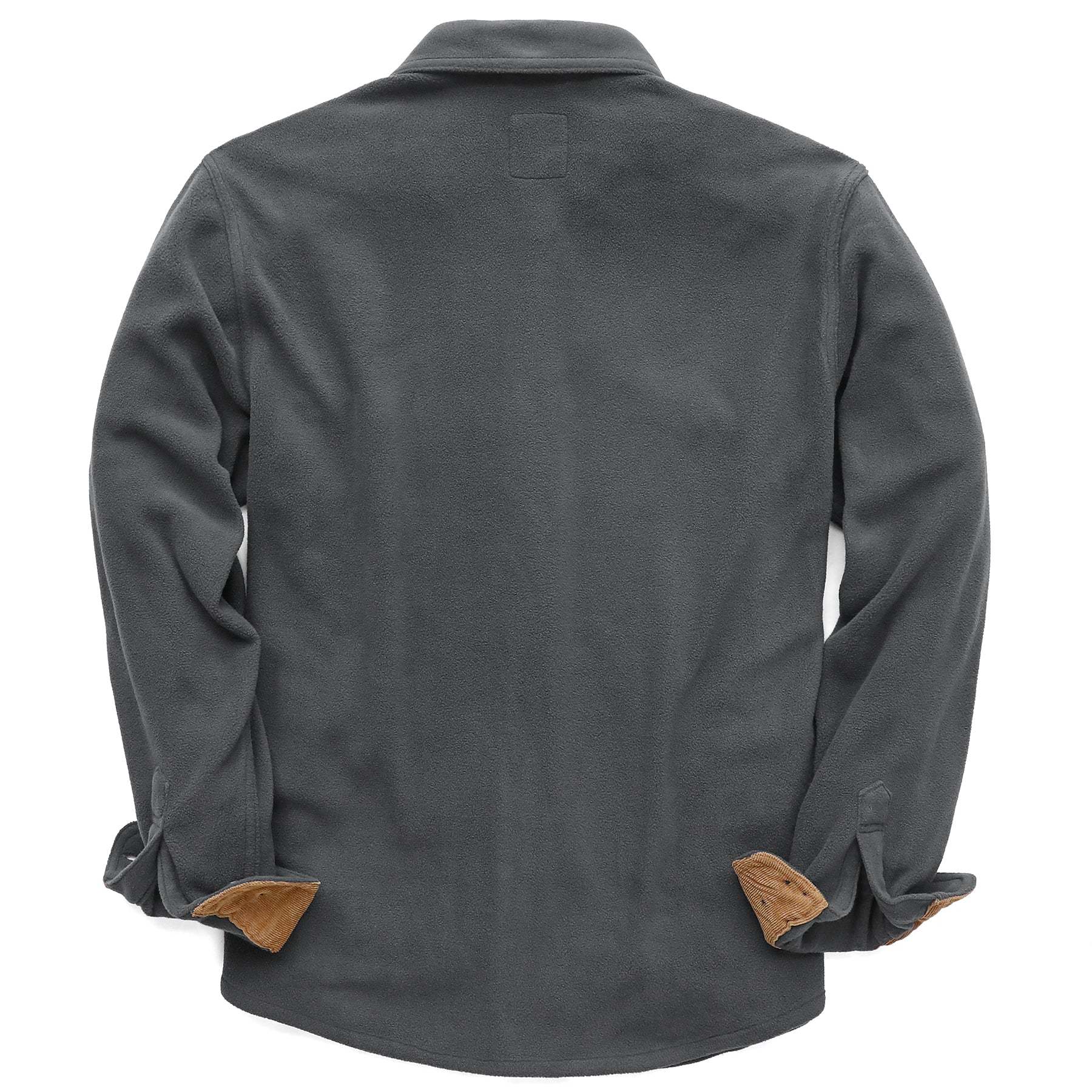 Mens Long Sleeve Dark Grey Solid Fleece Shirt Casual Button Down Light-in-weight Shirt #0244