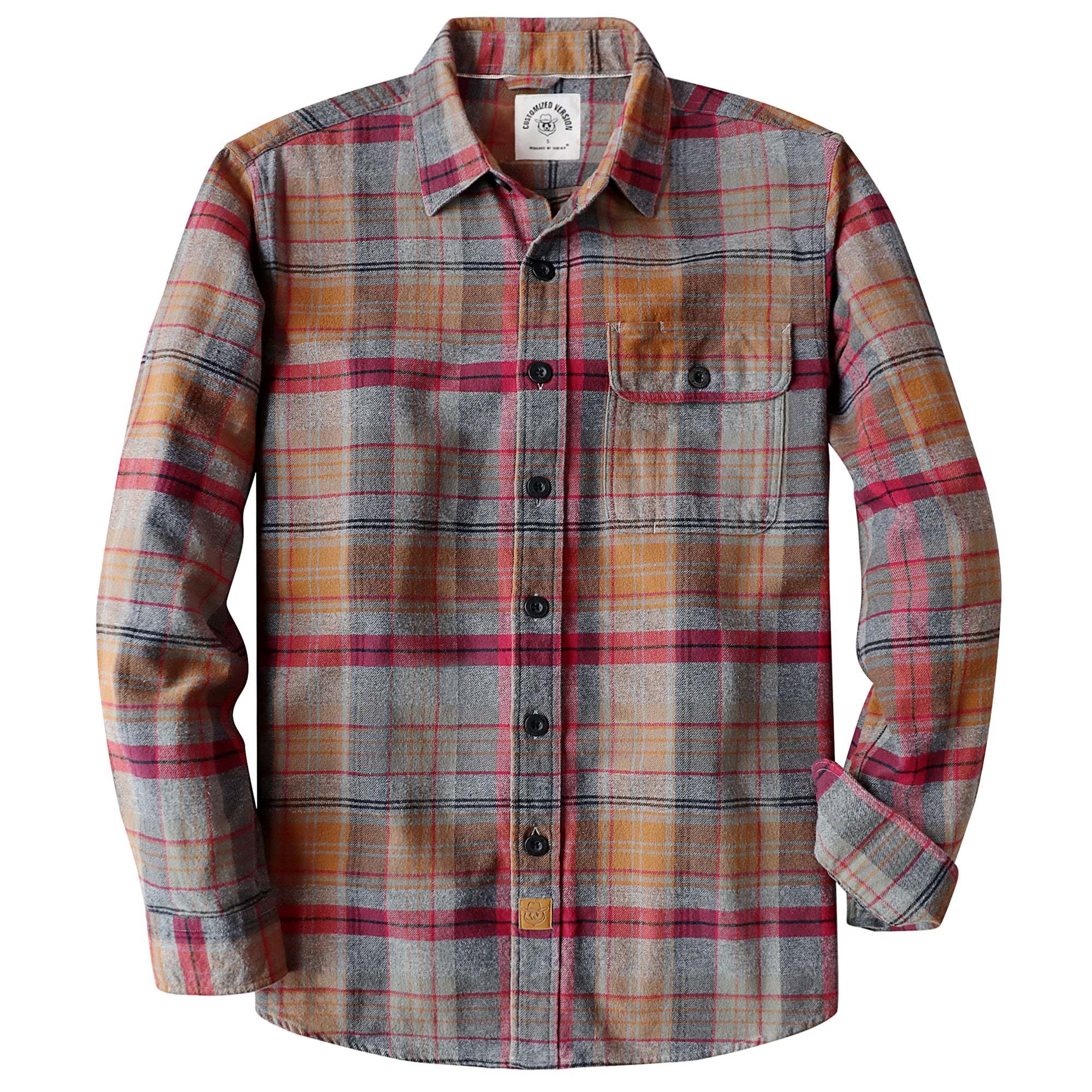 Dubinik? 6oz Mens Long Sleeve Midweight Flannel Shirt Warm Casual Soft Cotton Button Down Plaid Shirt #3413