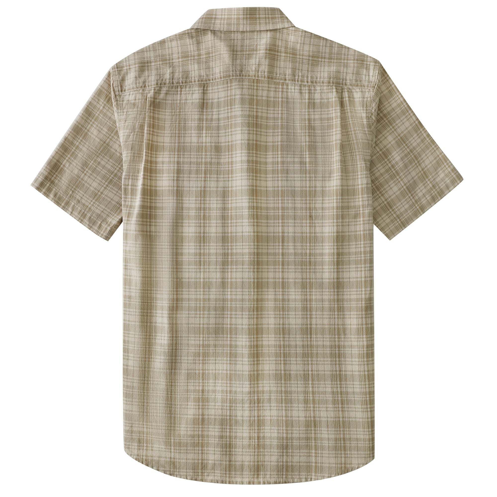 Dubinik? Men’s Short Sleeve Button-Down Shirt, Double Pockets, Casual Workwear Plaid#10171