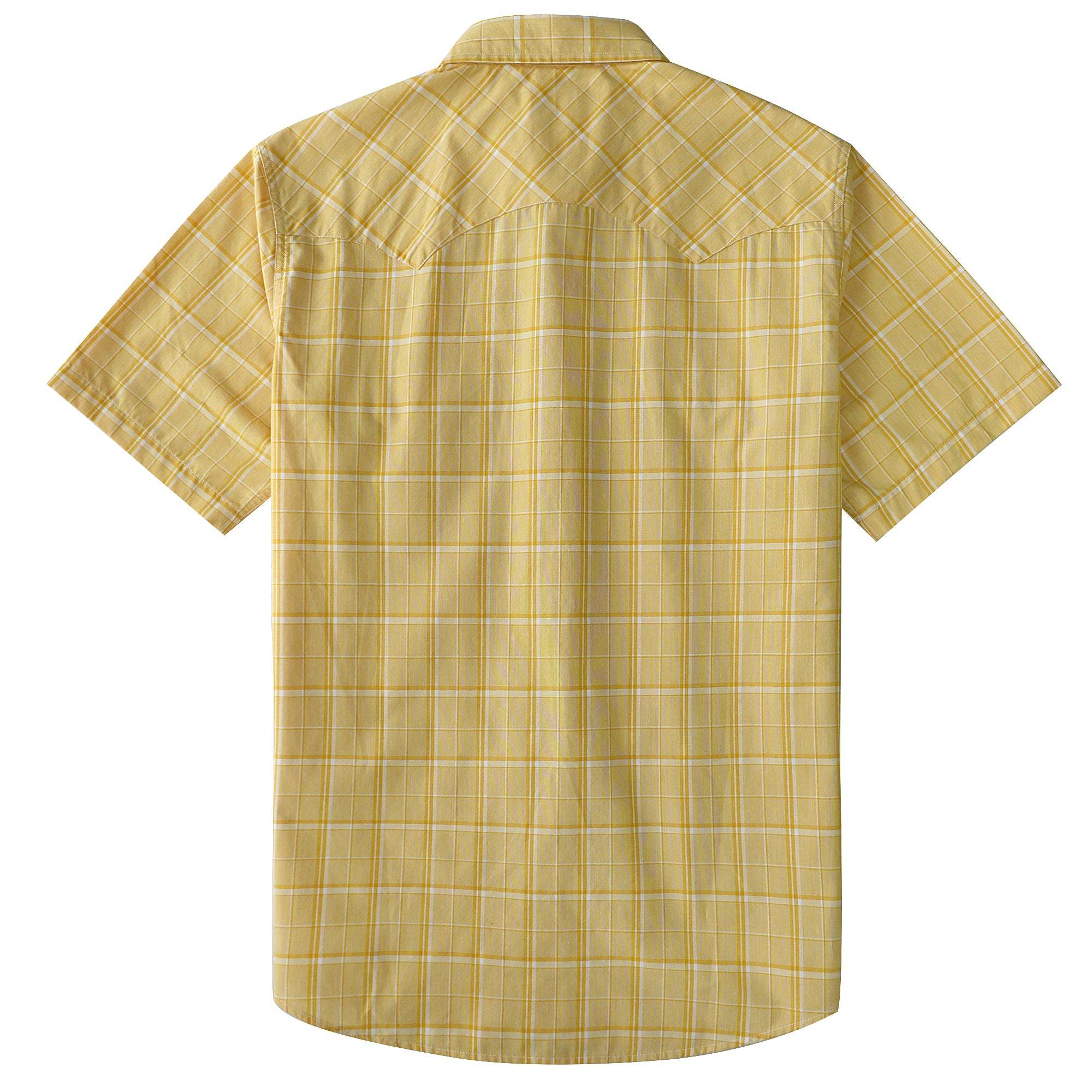 Dubinik? Men's Pearl Snap Sawtooth Pocket Western Plaid Shirt Short Sleeve#47011