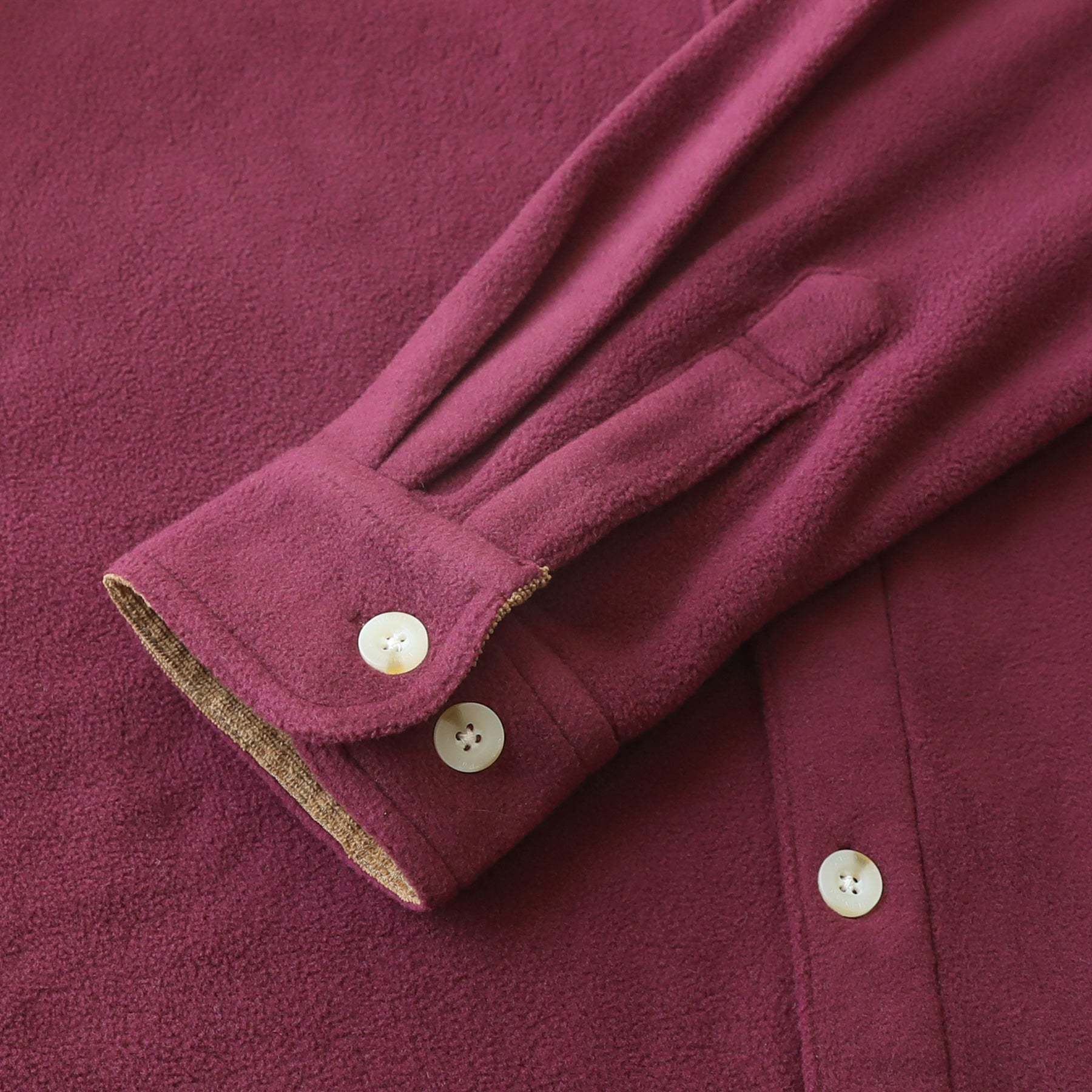 Mens Long Sleeve Burgundy Solid Fleece Shirt Casual Button Down Light-in-weight Shirt #0246
