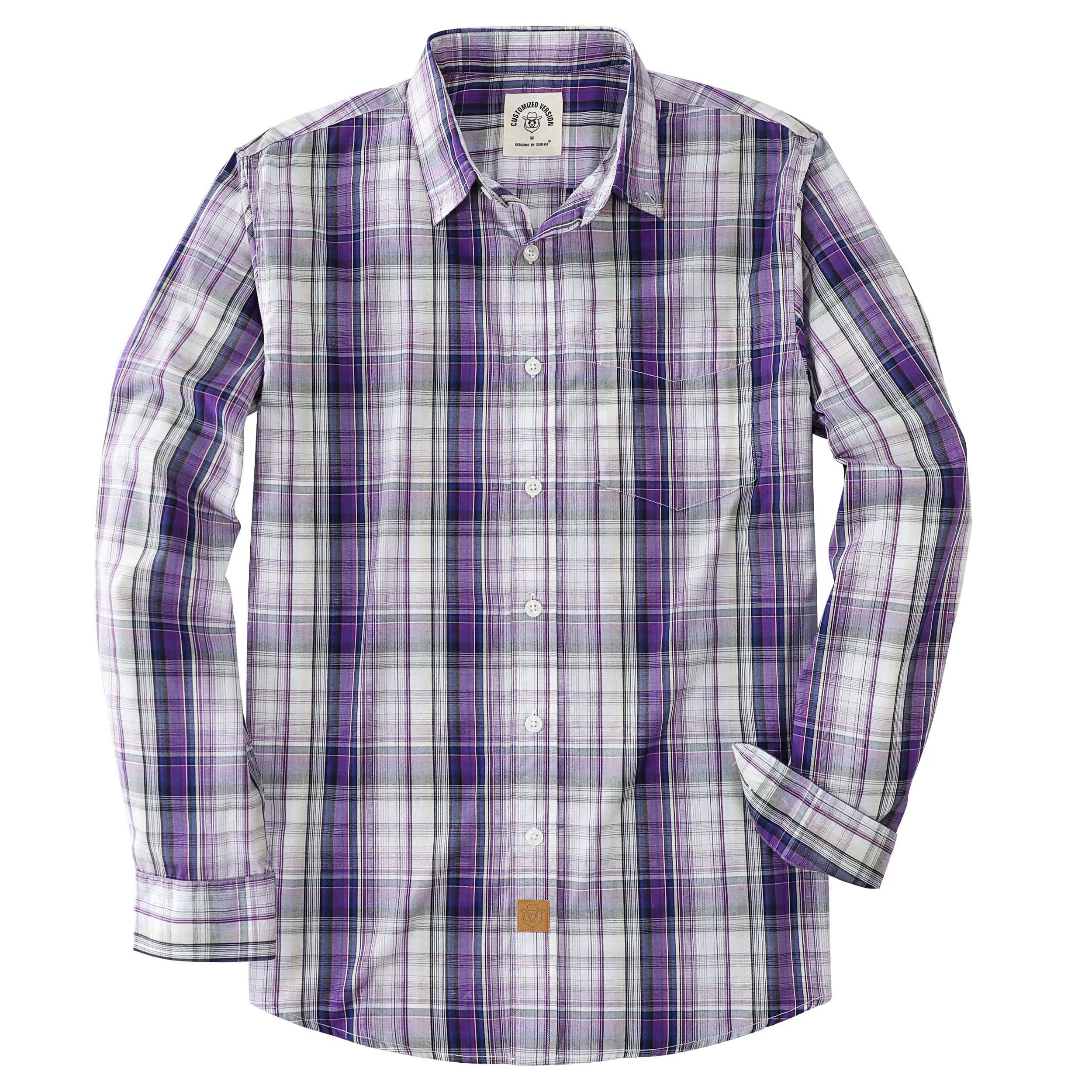 Dubinik? 3.2oz Mens Long Sleeve Casual Button Down Vintage Plaid Shirts#52008