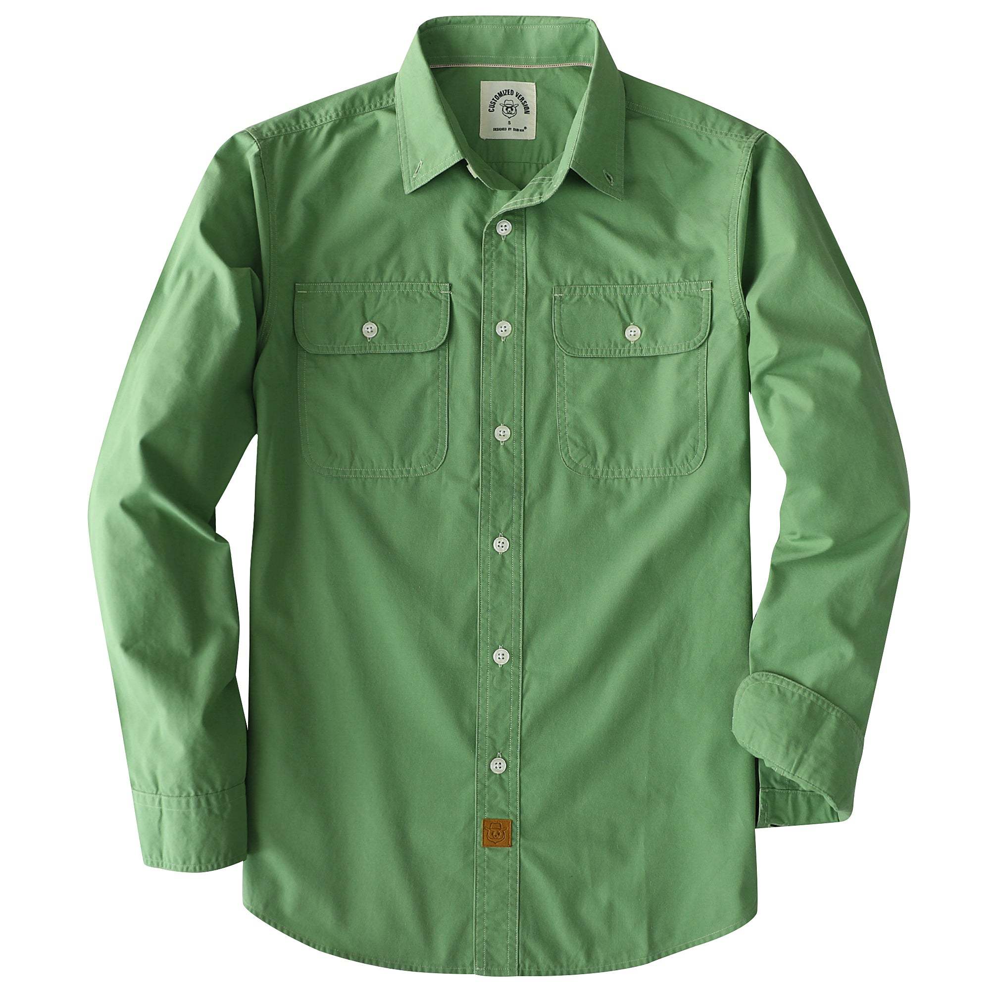 Dubinik? 4.1oz Mens Long Sleeve Button Down Solid Light Green Shirts Casual Plaid Shirt with Practical Double Pockets Comfortable and Soft#0050031
