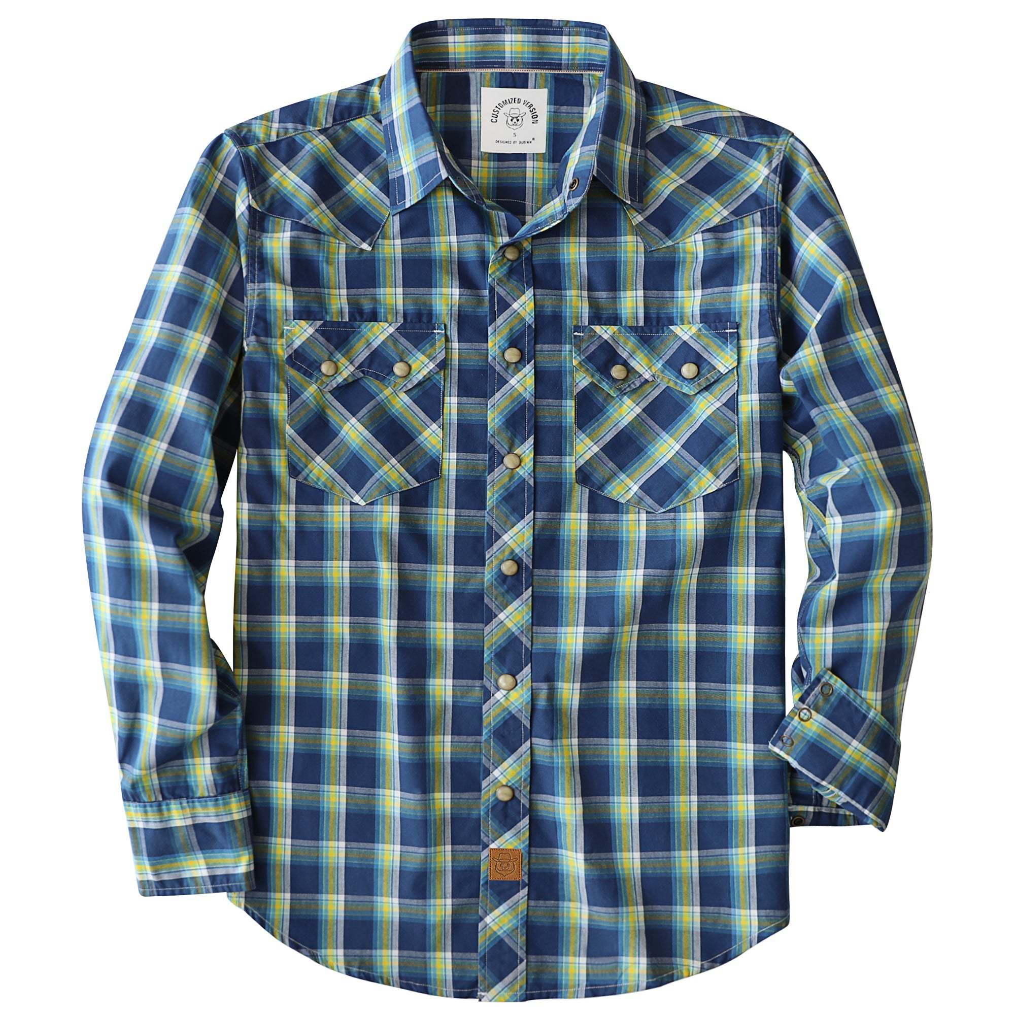 Dubinik? 4.1oz Pearl Snap Shirts For Men Long Sleeve Lightweight Casual Sawtooth Pocket Western Plaid Cowboy Cotton Vintage Work Shirt#48017
