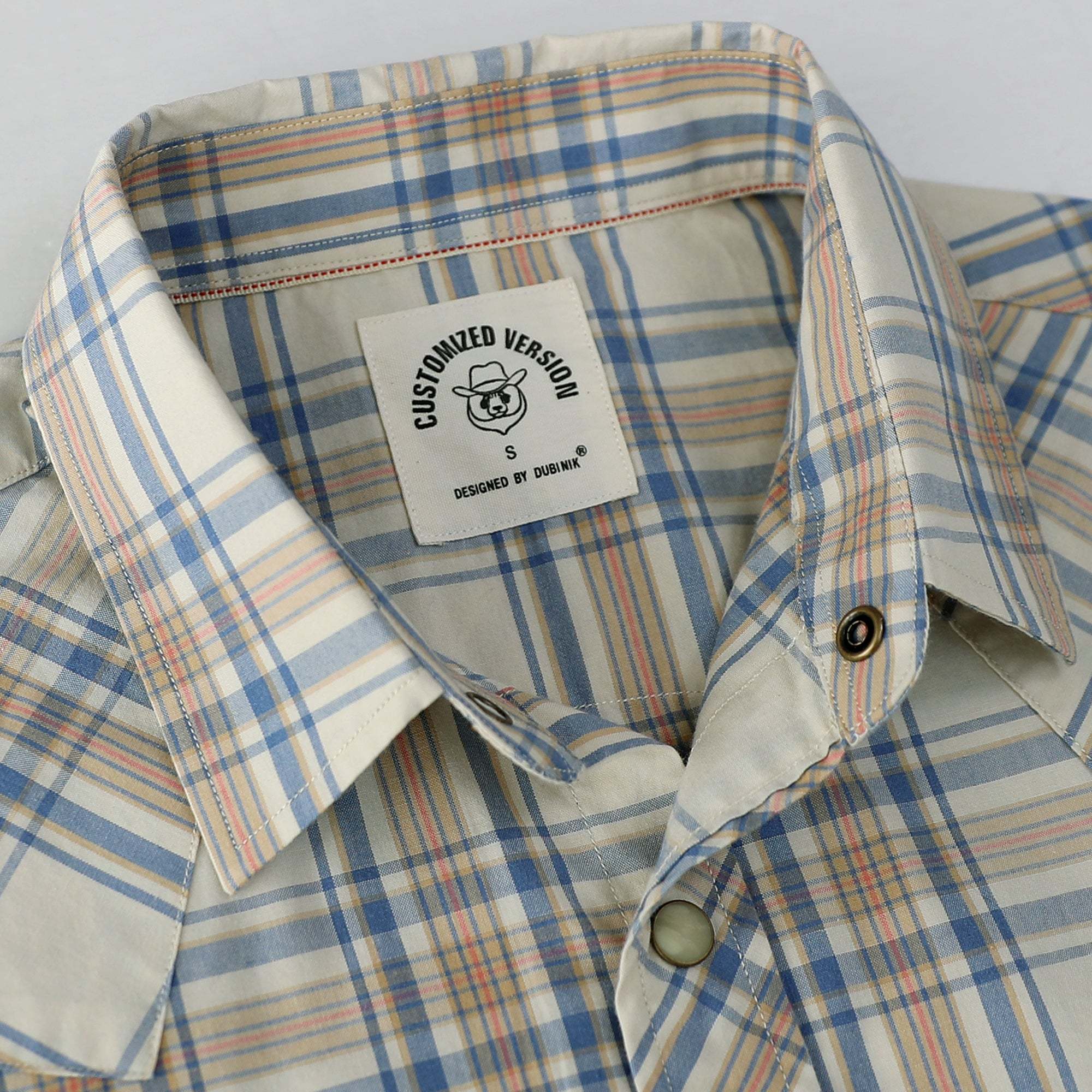 Dubinik? 4.1oz Pearl Snap Shirts For Men Long Sleeve Lightweight Casual Sawtooth Pocket Western Plaid Cowboy Cotton Vintage Work Shirt#48023