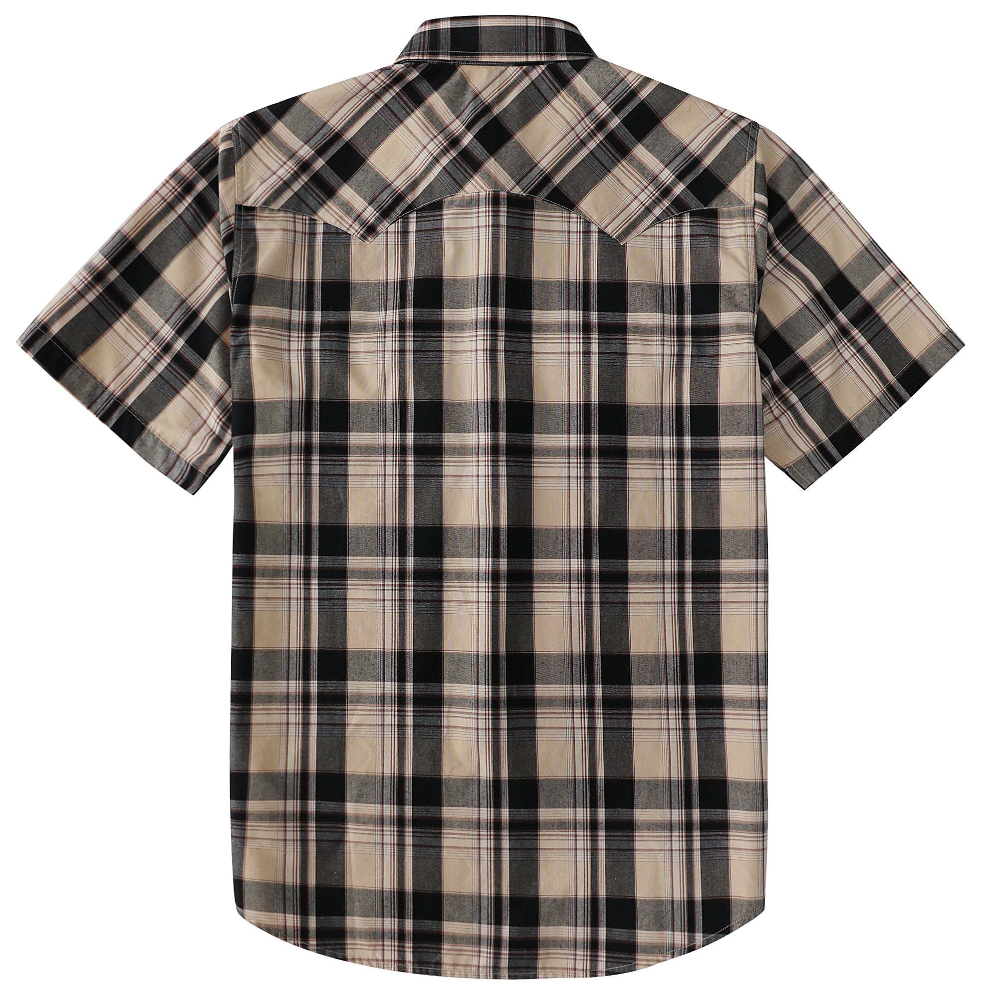 Dubinik? Men's Pearl Snap Sawtooth Pocket Western Plaid Shirt Short Sleeve#47004