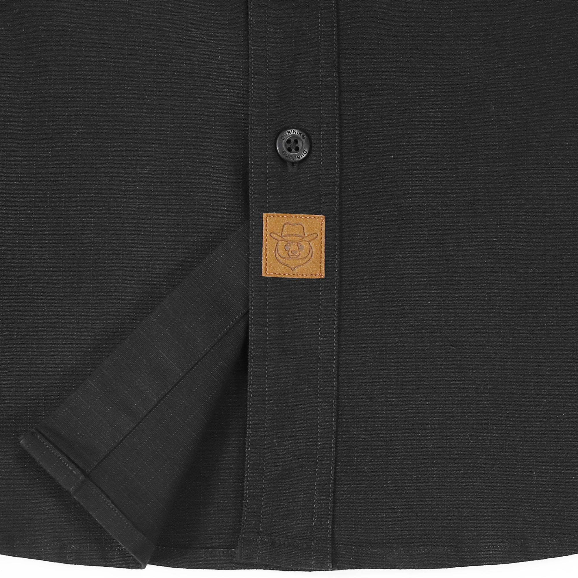 Dubinik? 6.5oz Mens Button Up Shirts Long Sleeve Casual Black Solid Shirts for Men Two Pocket Regular Fit Comfortable with Stretch Shirt#0056006