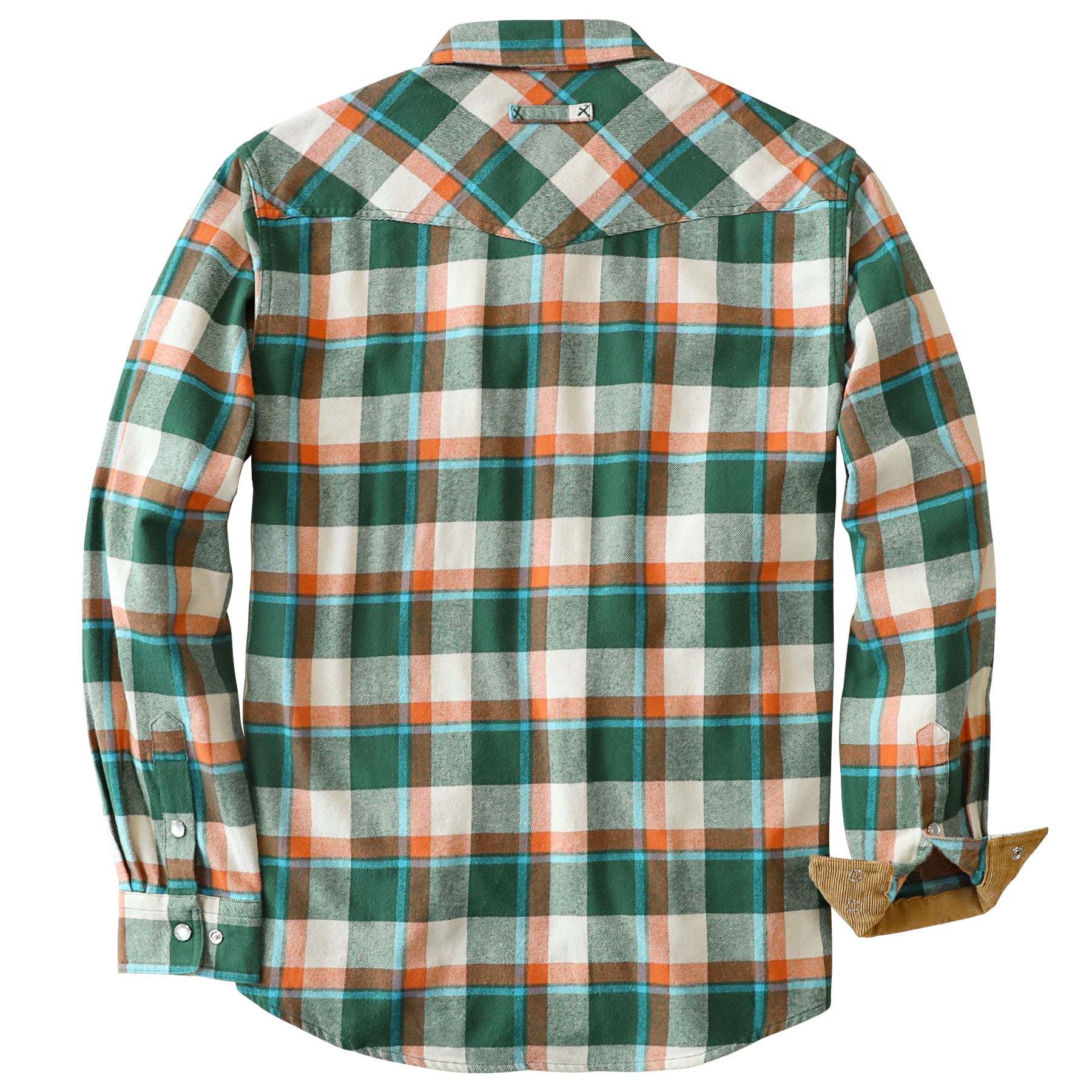 Dubinik? 6oz Men's Long Sleeve Pearl Snap Midweight Green Flannel Western Cowboy Christmas Tree Colors Plaid Shirts 100% Cotton#36009