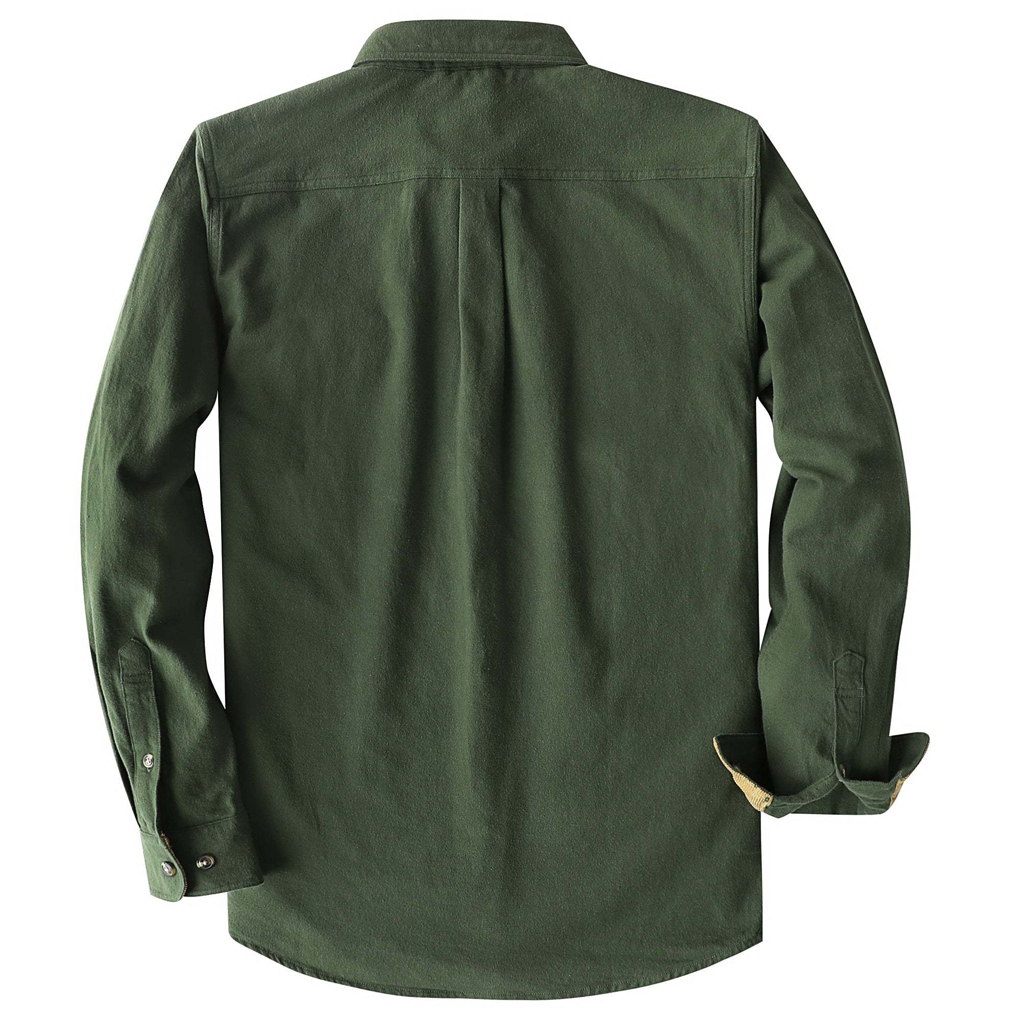 6oz Mens Midweight Army Green Solid Flannel Shirts Long Sleeve Casual Button Down Brushed 100% Cotton Shirt#1024