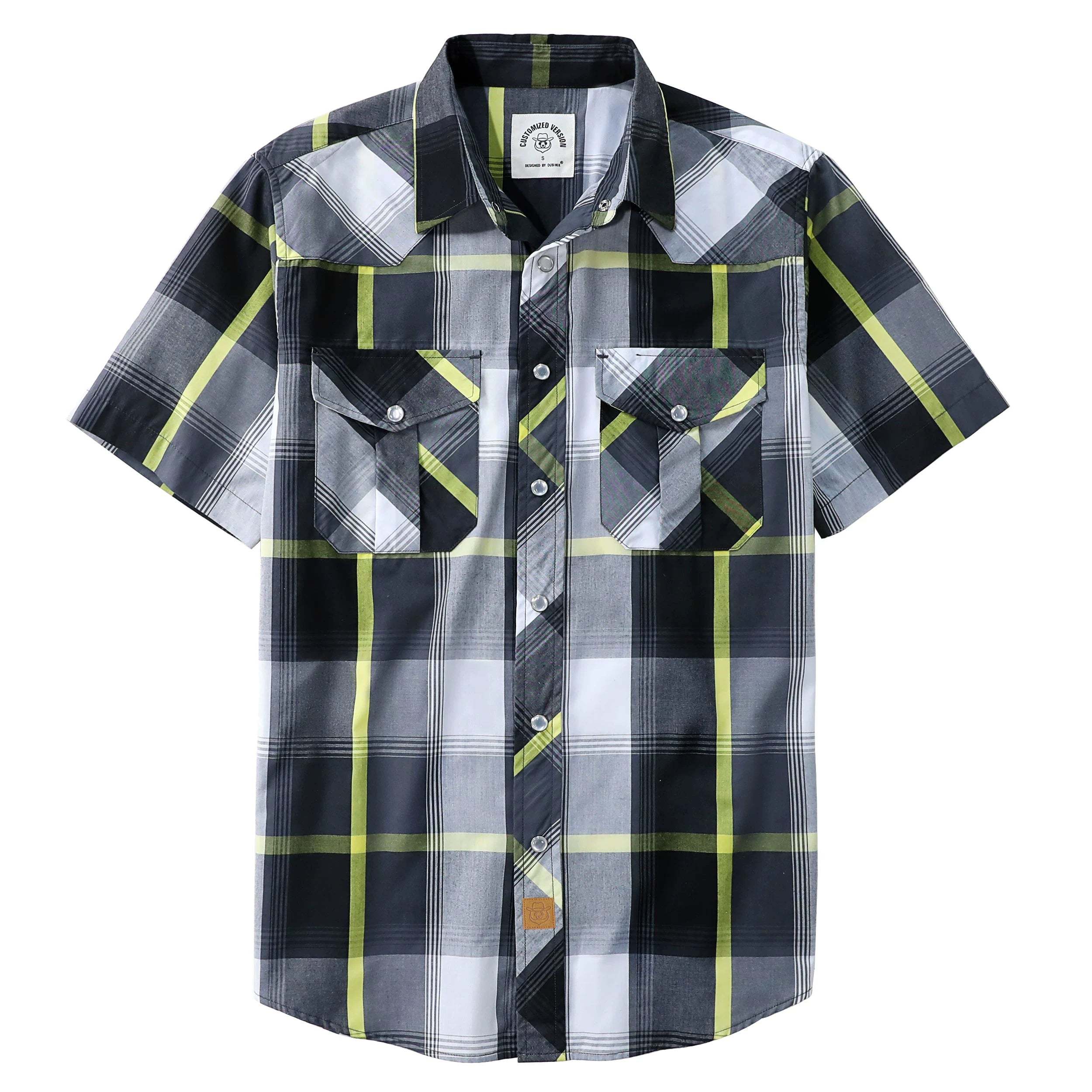 Dubinik? Western Shirts for Men Short Sleeve Plaid Pearl Snap Shirts for Men Button Up Shirt Cowboy Casual Work Shirt#41017