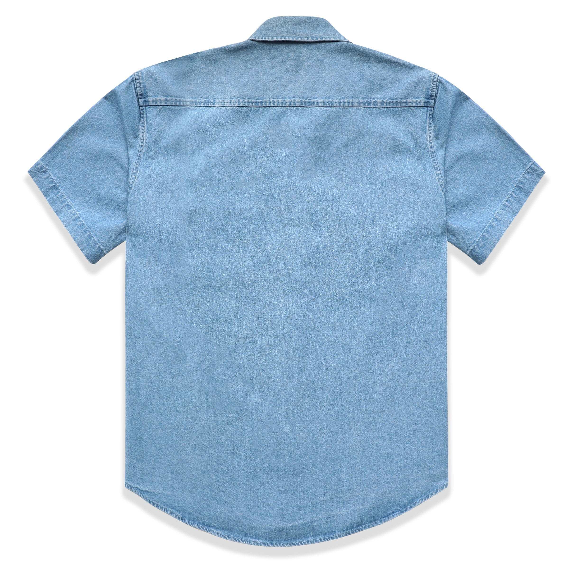 Men's cotton short-sleeved denim shirt #5501