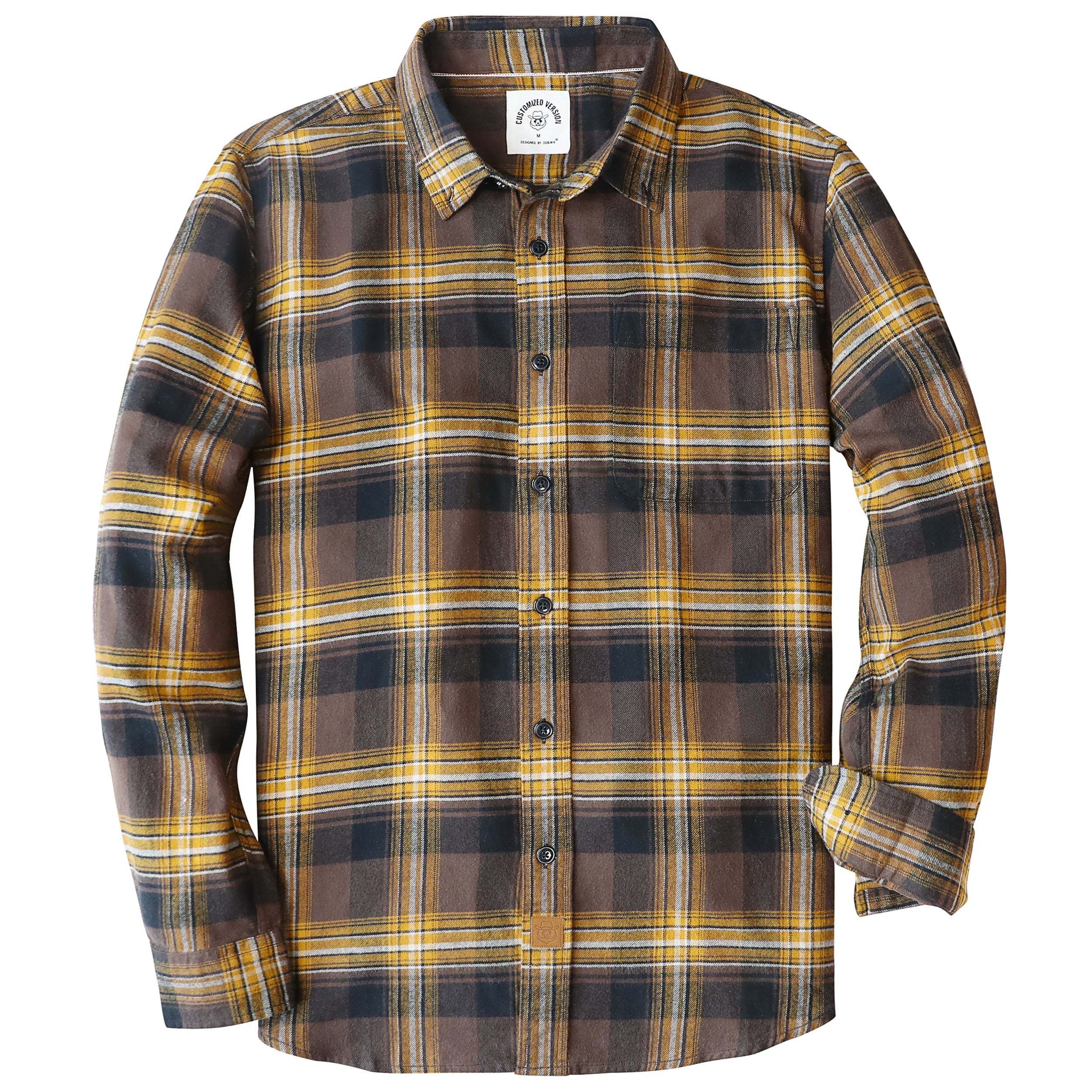 Dubinik? 6oz Mens Flannel Shirts Long Sleeve Button Down Casual Work Plaid Shirt Men All Cotton Soft with Pocket Regular Fit#03-046