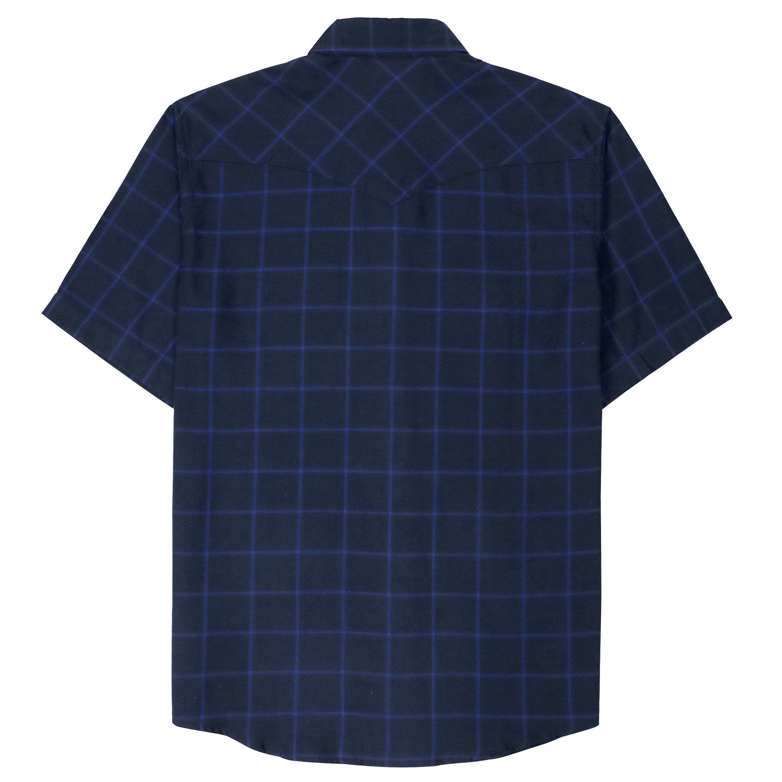 Dubinik?Bamboo Fiber Mens Shirts Short Sleeve Plaid Shirt Men Western Cowboy Pearl Snap Vintage Casual Plaid Shirt #2913