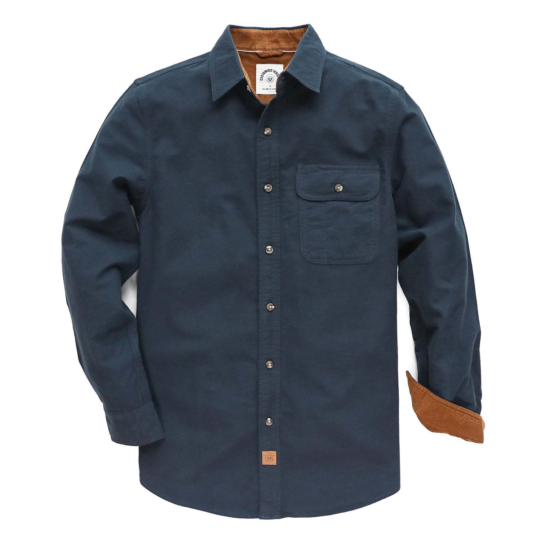 6oz Mens Midweight Navy Solid Flannel Shirts Long Sleeve Casual Button Down Brushed 100% Cotton Shirt#1020 Tall size in stock now!