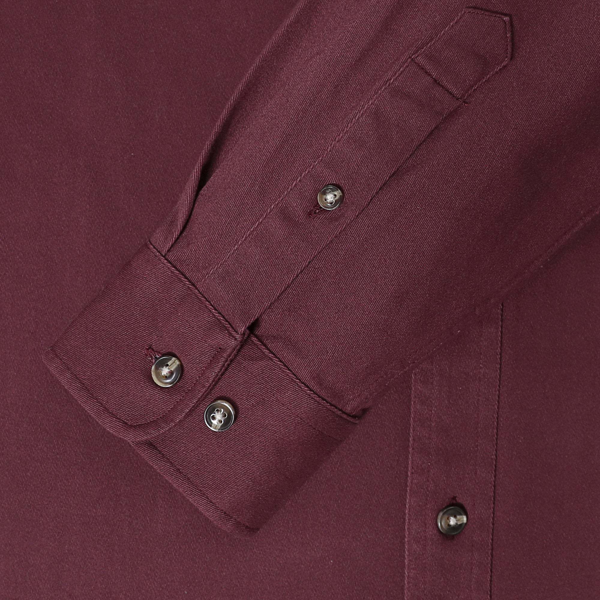 8oz Men's Burgundy Solid 100% cotton outdoor casual workwear pocket vintage shirt #1503