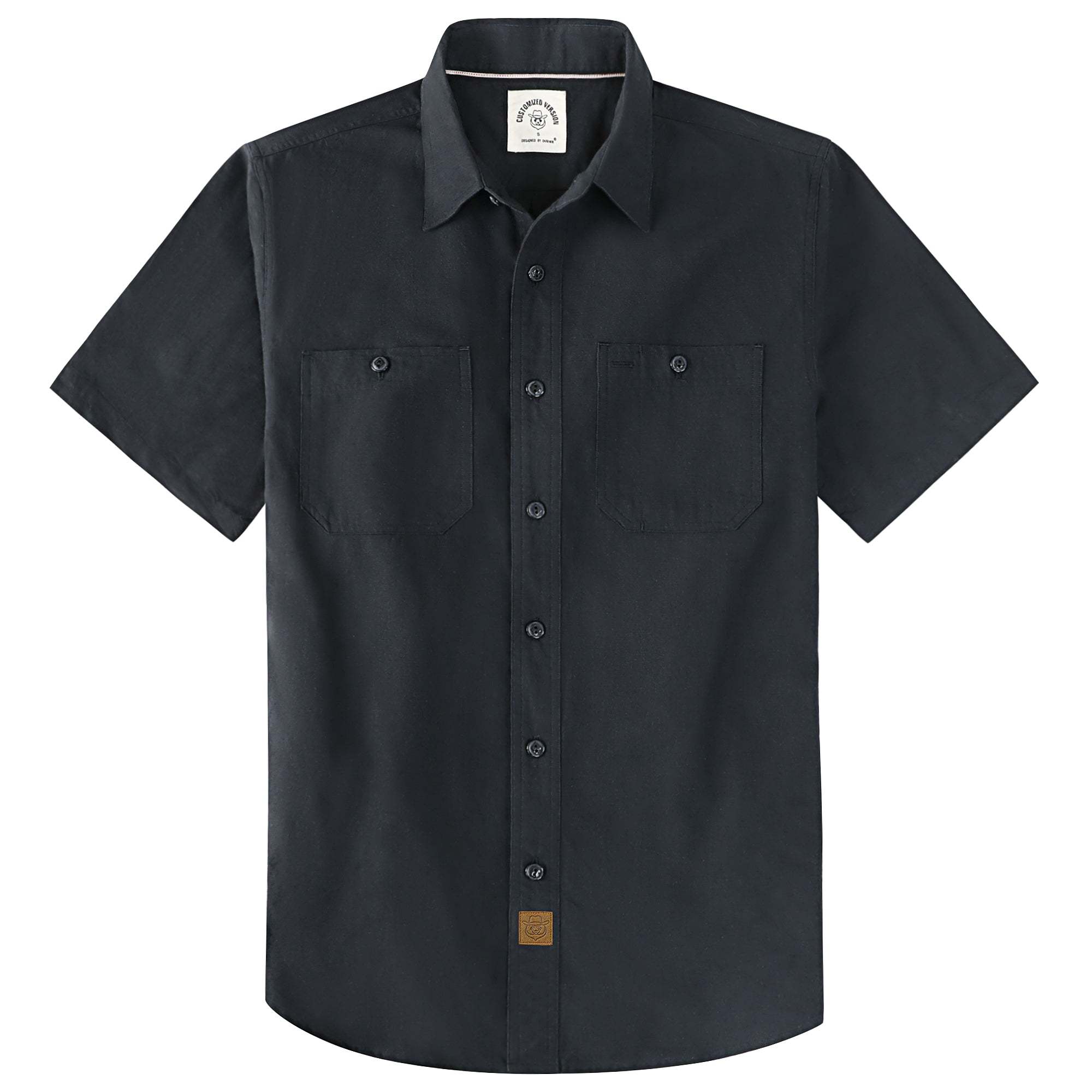 Dubinik? Black Solid Mens Short Sleeve Button Down Casual Cotton Regular Fit Lightweight Pocket Chambray Mens Button Down Short Sleeve#0057013