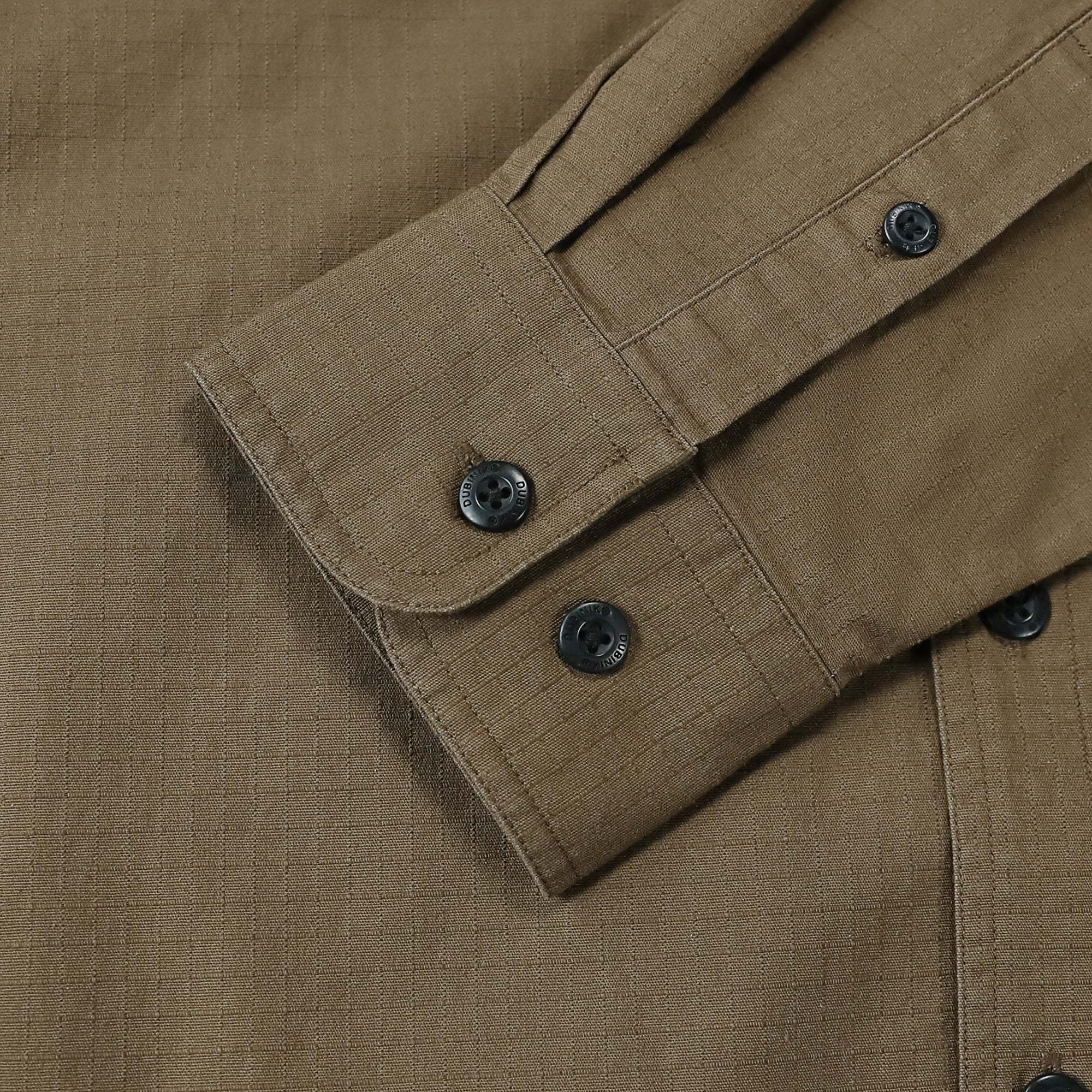 Dubinik? 6.5oz Mens Button Up Shirts Long Sleeve Casual Dark Khaki Solid Shirts for Men Two Pocket Regular Fit Comfortable with Stretch Shirt#0056007