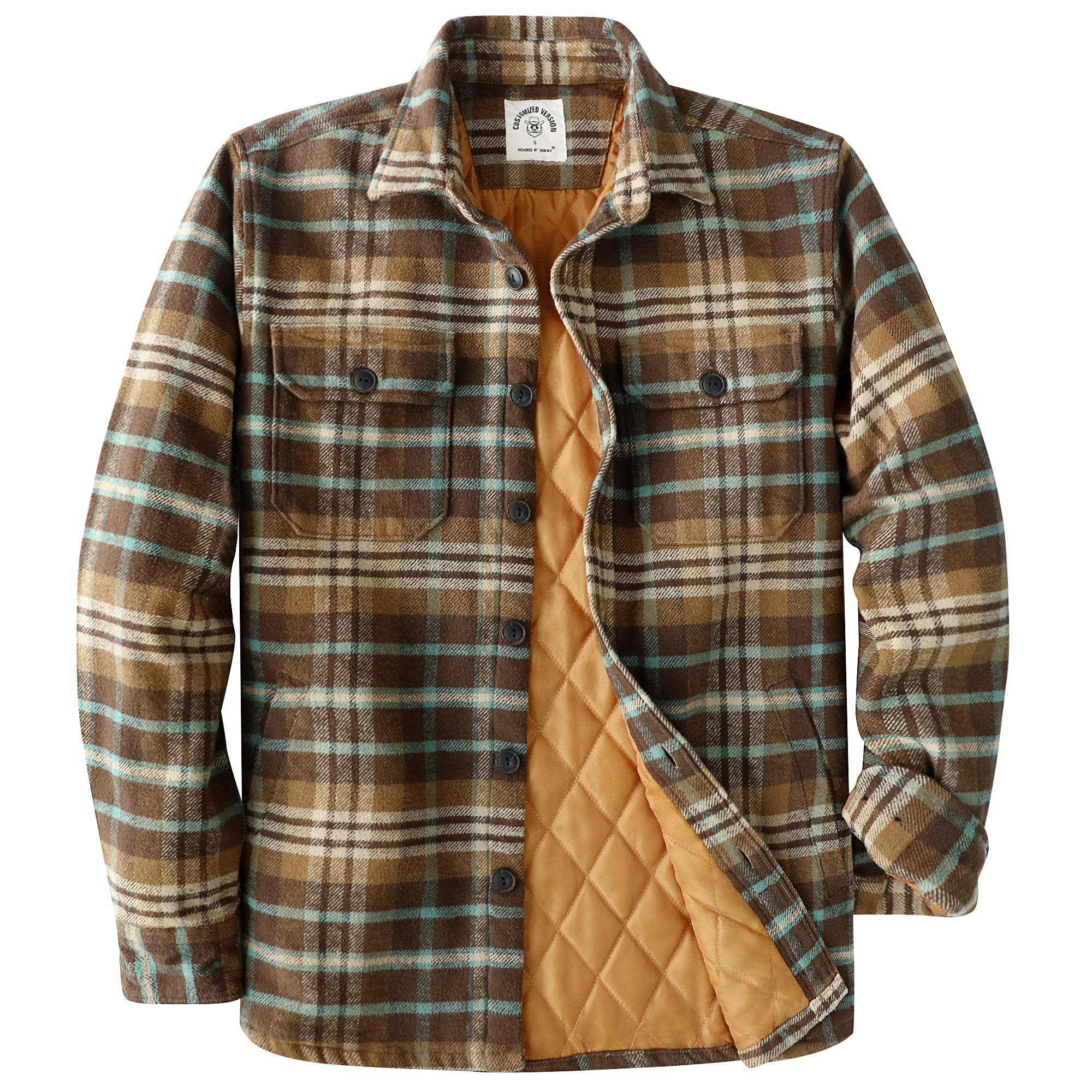 Dubinik? 10.8oz Mens Shacket Flannel Warm Lined Coats Lightweight Jacket Casual Plaid Flannel Shirt For Men Long Sleeve Button Down#0182008