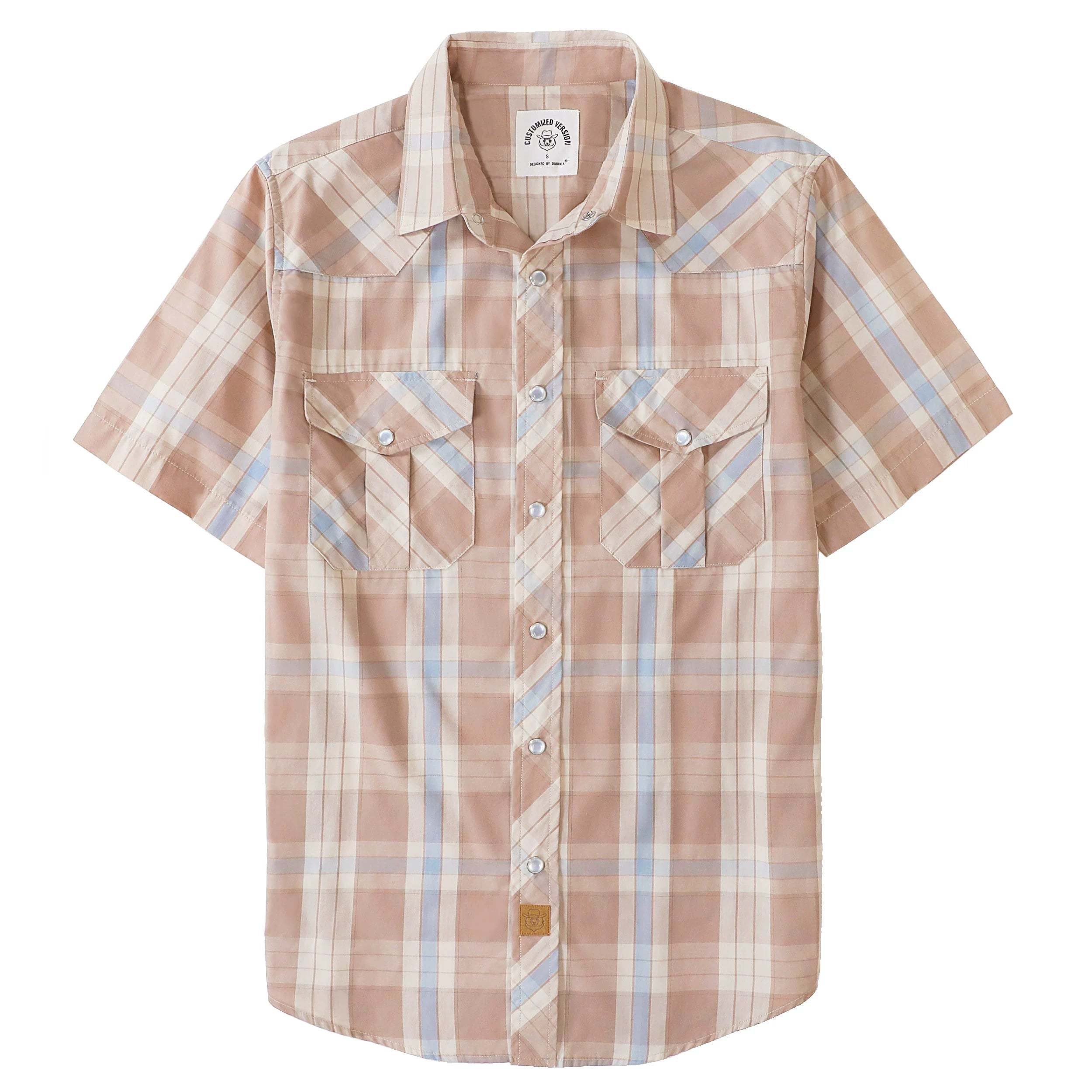 Dubinik? Western Shirts for Men Short Sleeve Plaid Pearl Snap Shirts for Men Button Up Shirt Cowboy Casual Work Shirt#41029