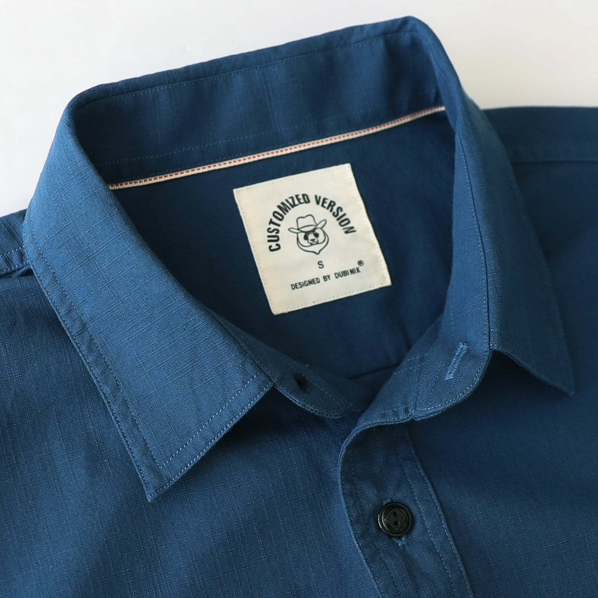 Dubinik? 5.5oz Navy Blue Chambray Long Sleeve Button-Front Closure Pocket Cotton Workshirt#58015