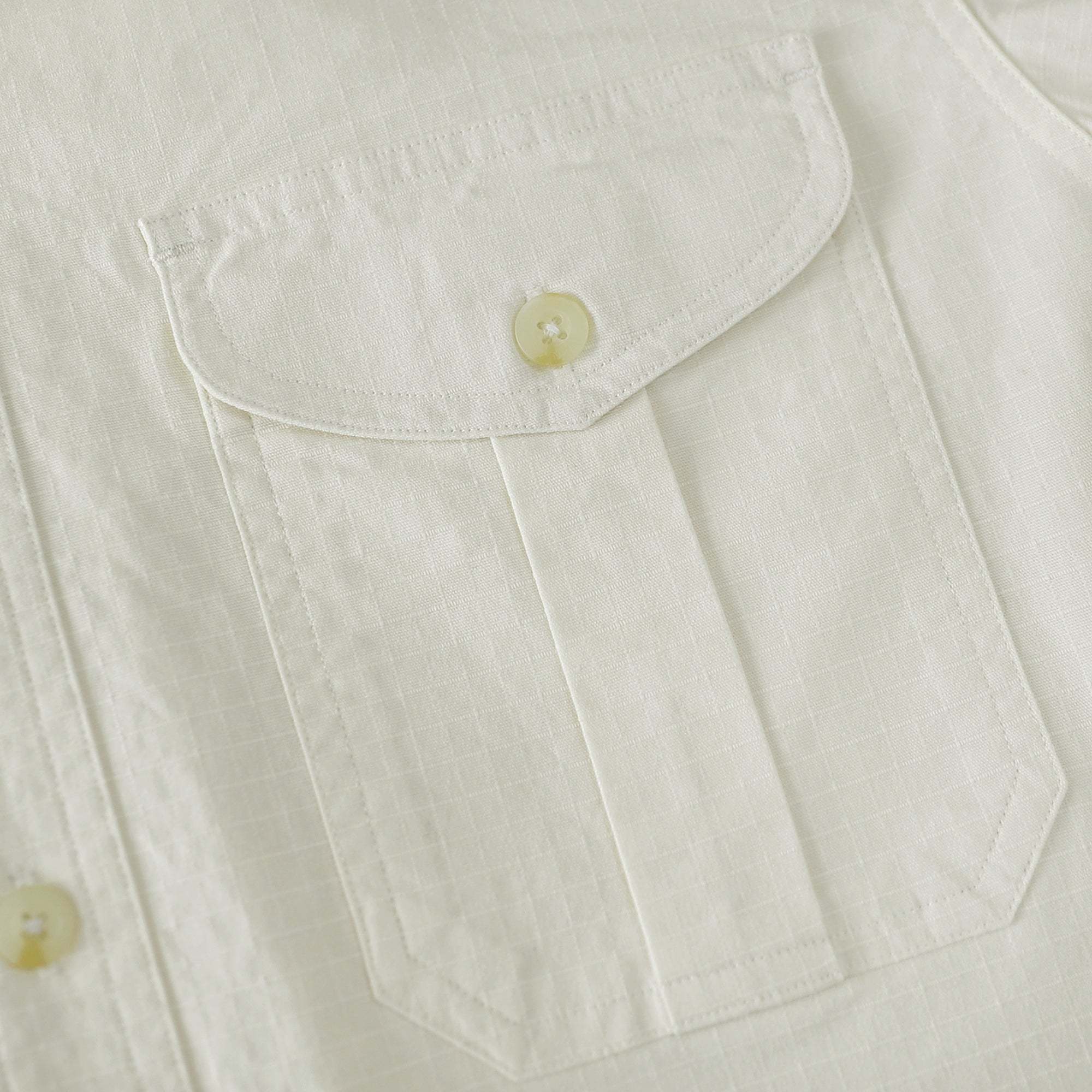 Dubinik? Mens Short Sleeve Button Down Shirts Two Pocket Vintage Mens Work Shirt Beige Cotton Mens Shirts Casual with Stretch#0055009